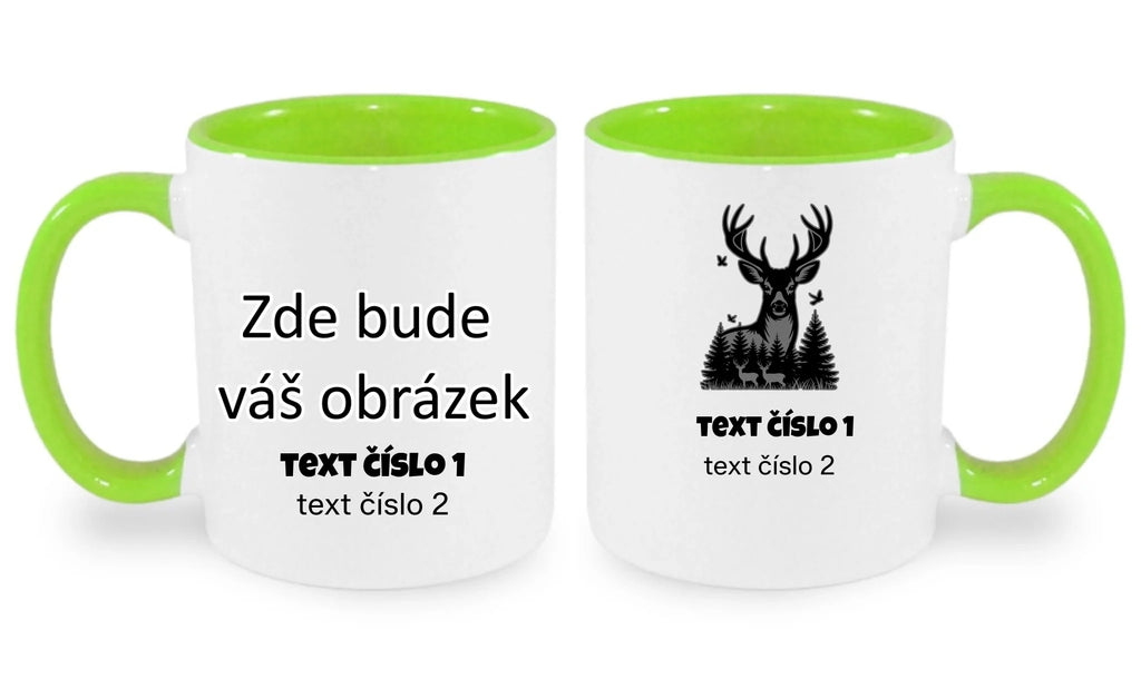 myslivost VÝBĚR OBRÁZKU (10+motivů) a MOŽNOST DOPLNIT VLASTNÍ TEXTY hrníček