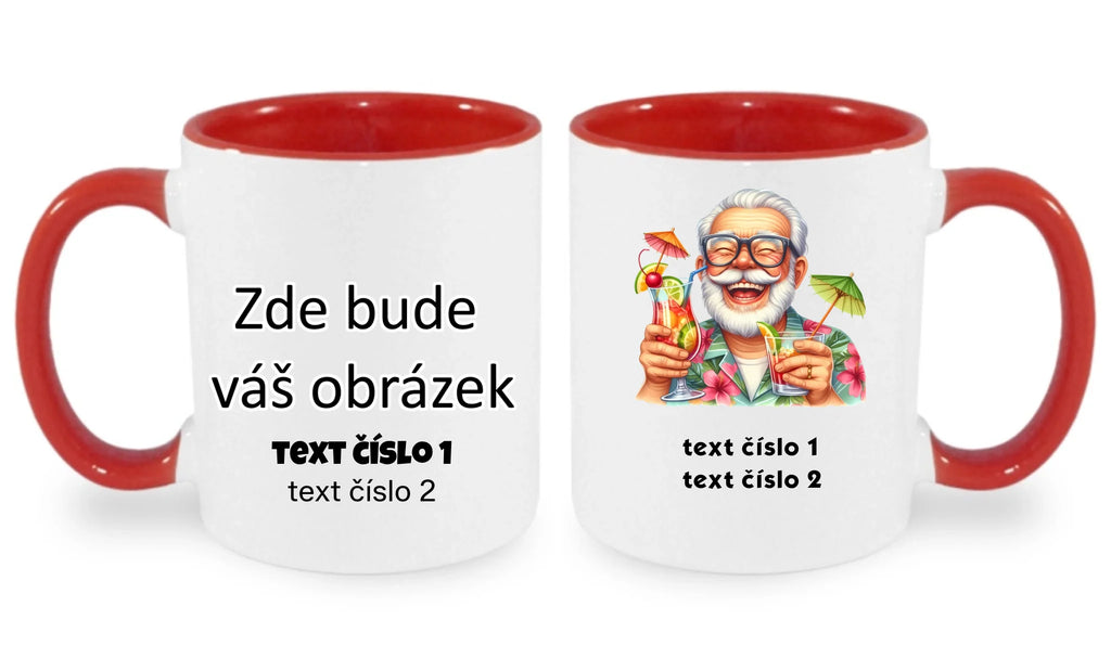 HRNÍČEK s motivem DĚDEČEK (výběr z 10+ obrázků, možnost doplnit vlastní texty)