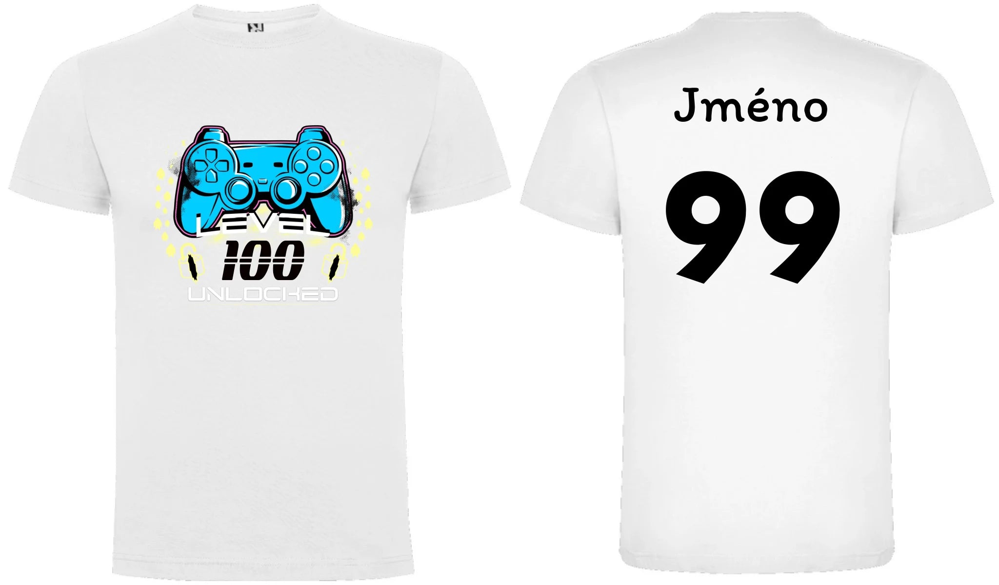 narozeniny LEVEL UNLOCKED pánské tričko oboustranný potisk pánské DOGO Bílá