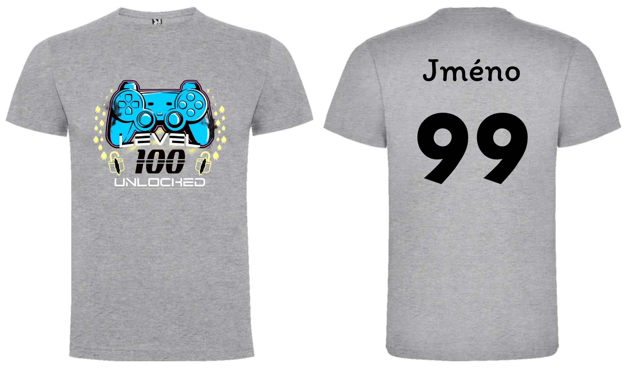 narozeniny LEVEL UNLOCKED pánské tričko oboustranný potisk pánské DOGO Melír