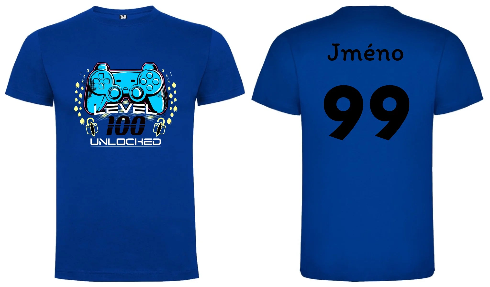 narozeniny LEVEL UNLOCKED pánské tričko oboustranný potisk pánské DOGO Modrá