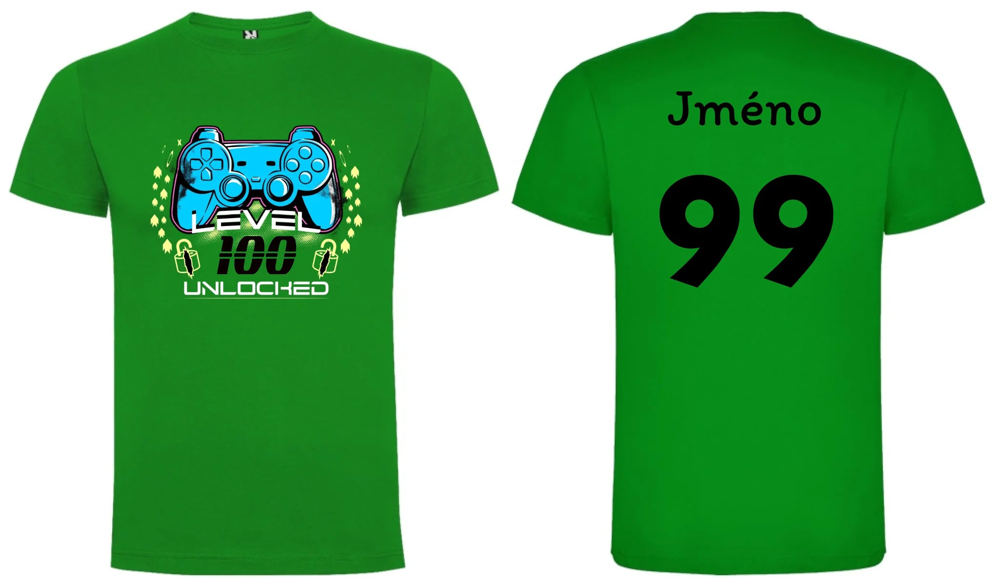 narozeniny LEVEL UNLOCKED pánské tričko oboustranný potisk pánské DOGO Zelená
