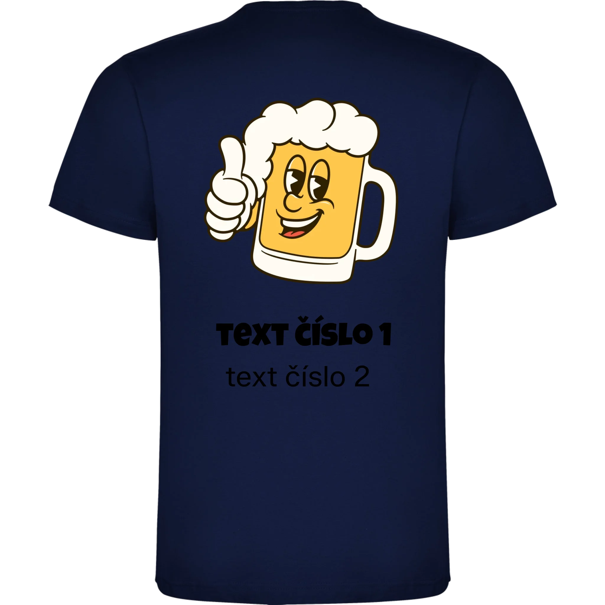 PÁNSKÉ TRIČKO s motivem PIVO (výběr z 10+ obrázků, možnost doplnit vlastní texty) potisk jen na záda pánské DOGO Námořnická modrá