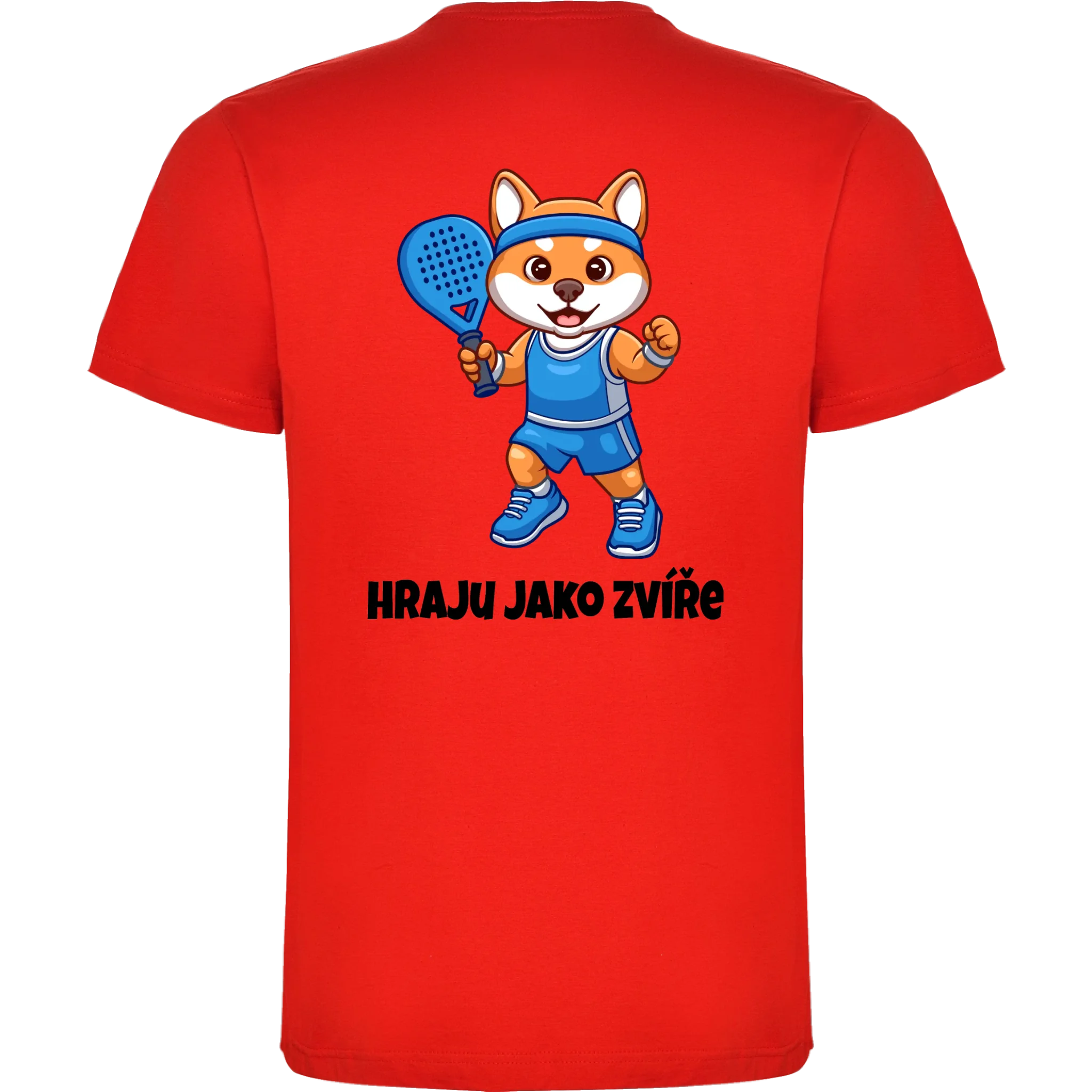 PÁNSKÉ TRIČKO s motivem PADEL HRAJU JAKO ZVÍŘE (výběr ze 3 potisků) potisk jen na záda pánské DOGO Červená