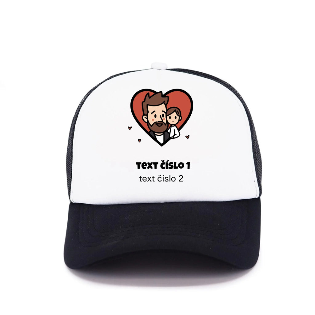 NEJ TÁTA VÝBĚR OBRÁZKU (10+motivů) a MOŽNOST DOPLNIT VLASTNÍ TEXTY kšiltovka Kšiltovka TRUCKER černá 58