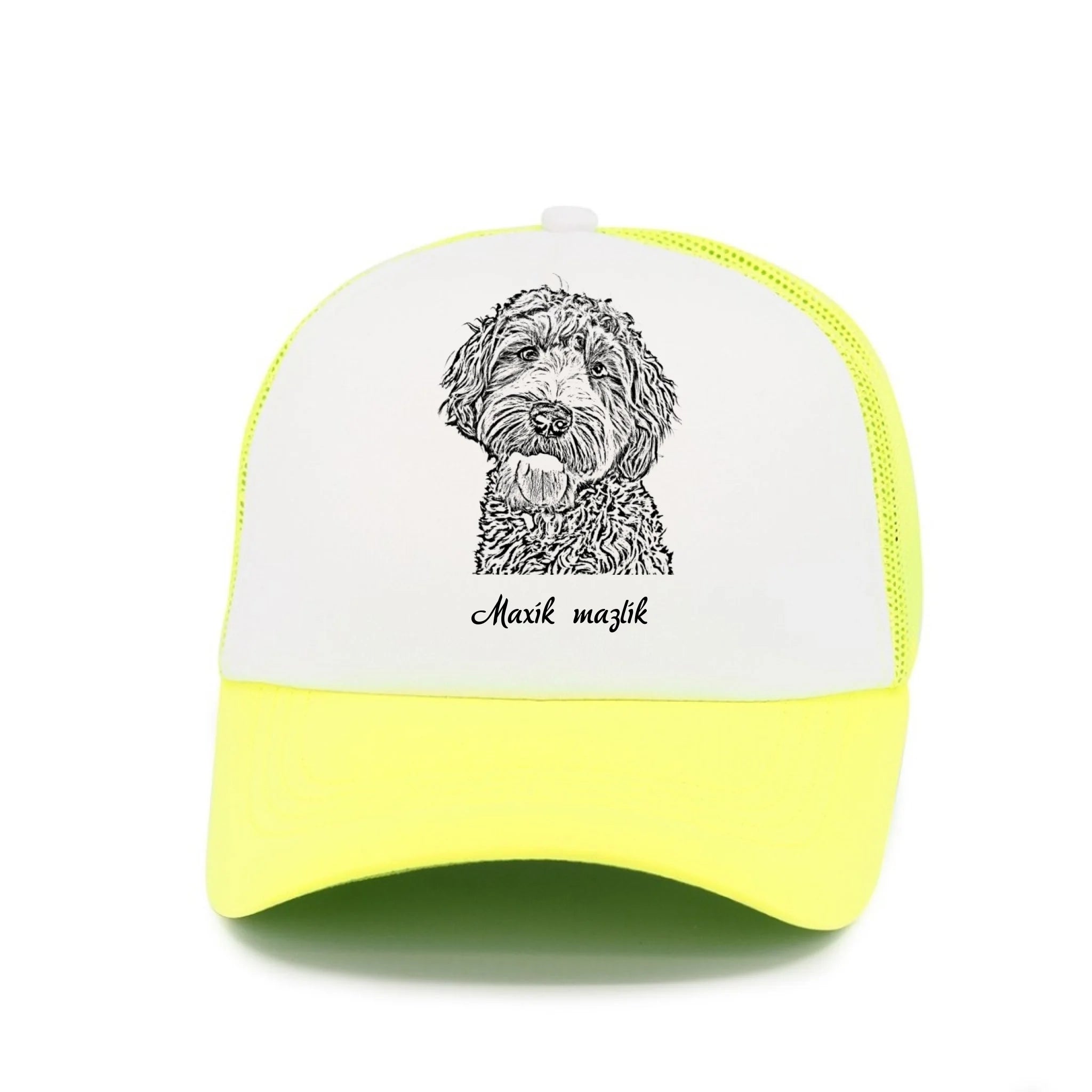 SKICA Z FOTKY - VLOŽTE FOTO A DOPLŇTE JMÉNO kšiltovka Kšiltovka TRUCKER neon žlutá 58
