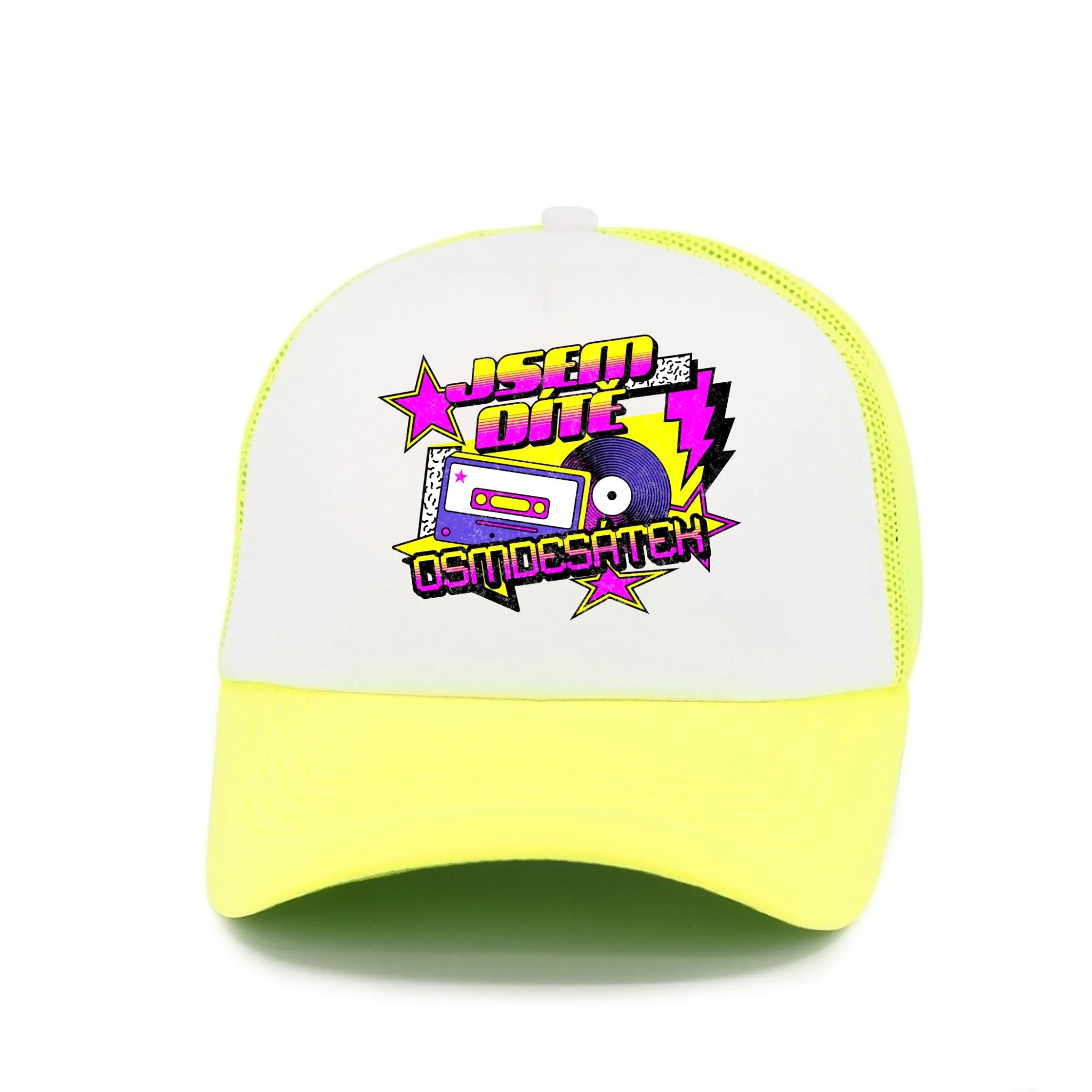 DÍTĚ OSMDESÁTEK (výběr ze 3 motivů) kšiltovka Kšiltovka TRUCKER neon žlutá 58