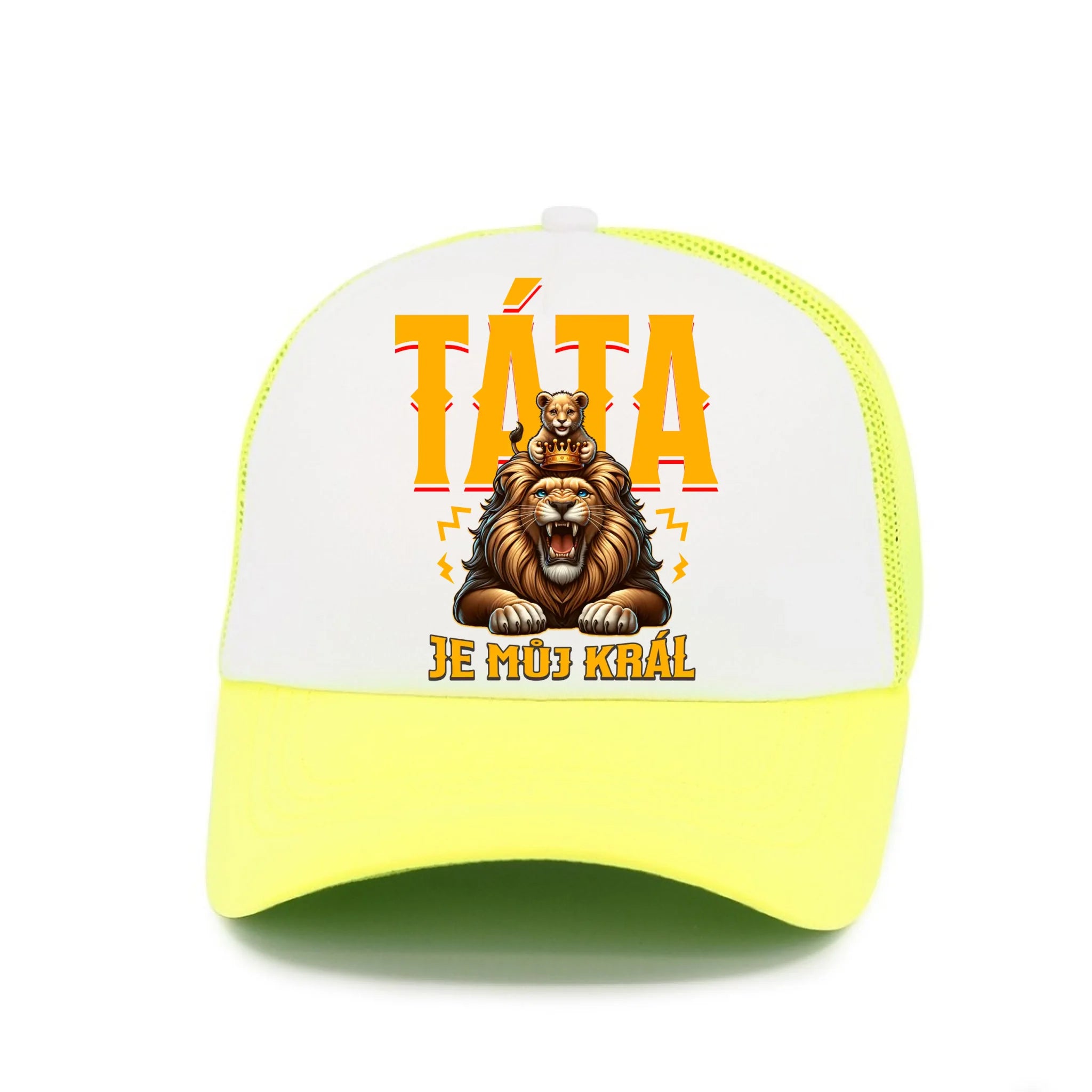 TÁTA JE MŮJ KRÁL kšiltovka Kšiltovka TRUCKER neon žlutá 58