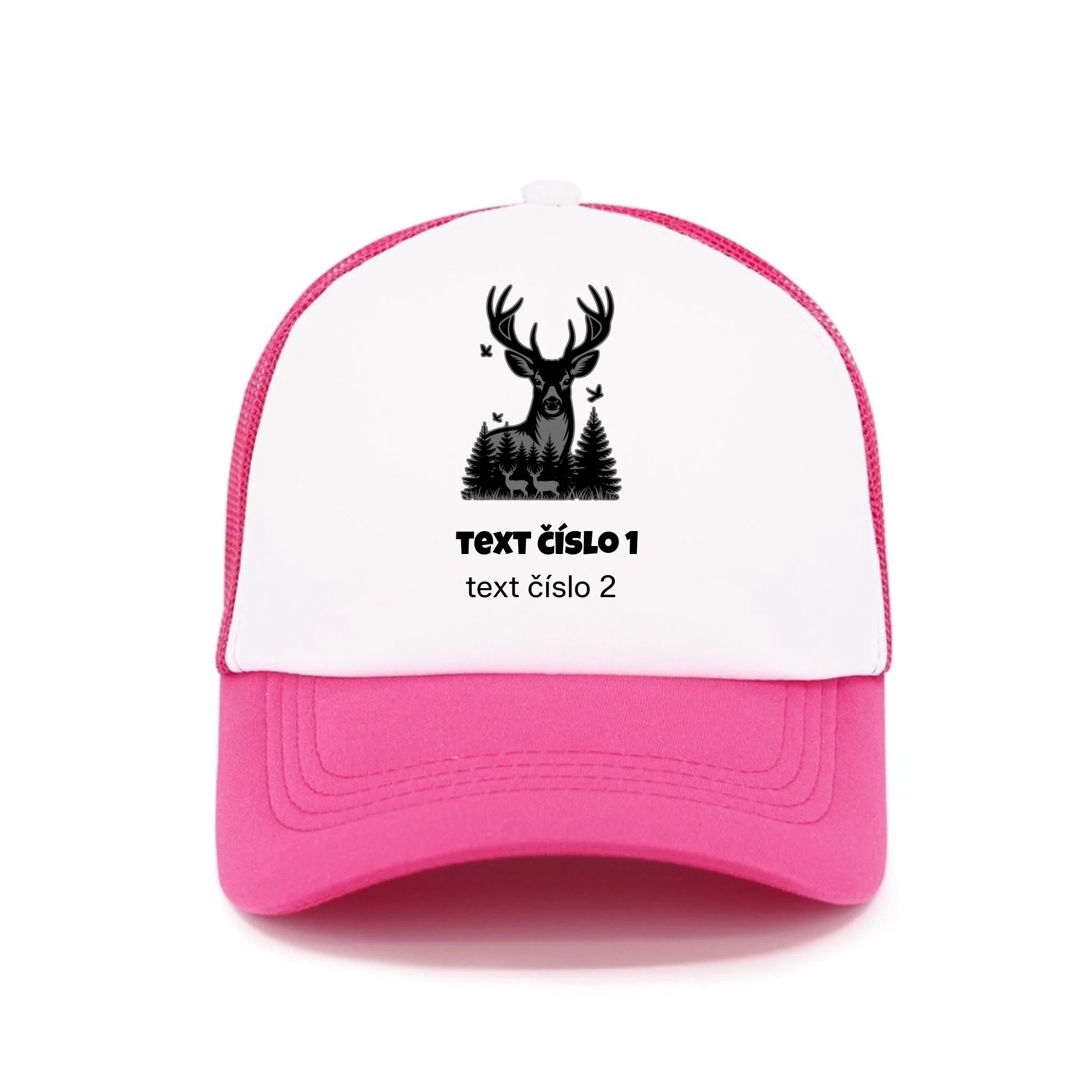 myslivost VÝBĚR OBRÁZKU (10+motivů) a MOŽNOST DOPLNIT VLASTNÍ TEXTY kšiltovka Kšiltovka TRUCKER růžová 58