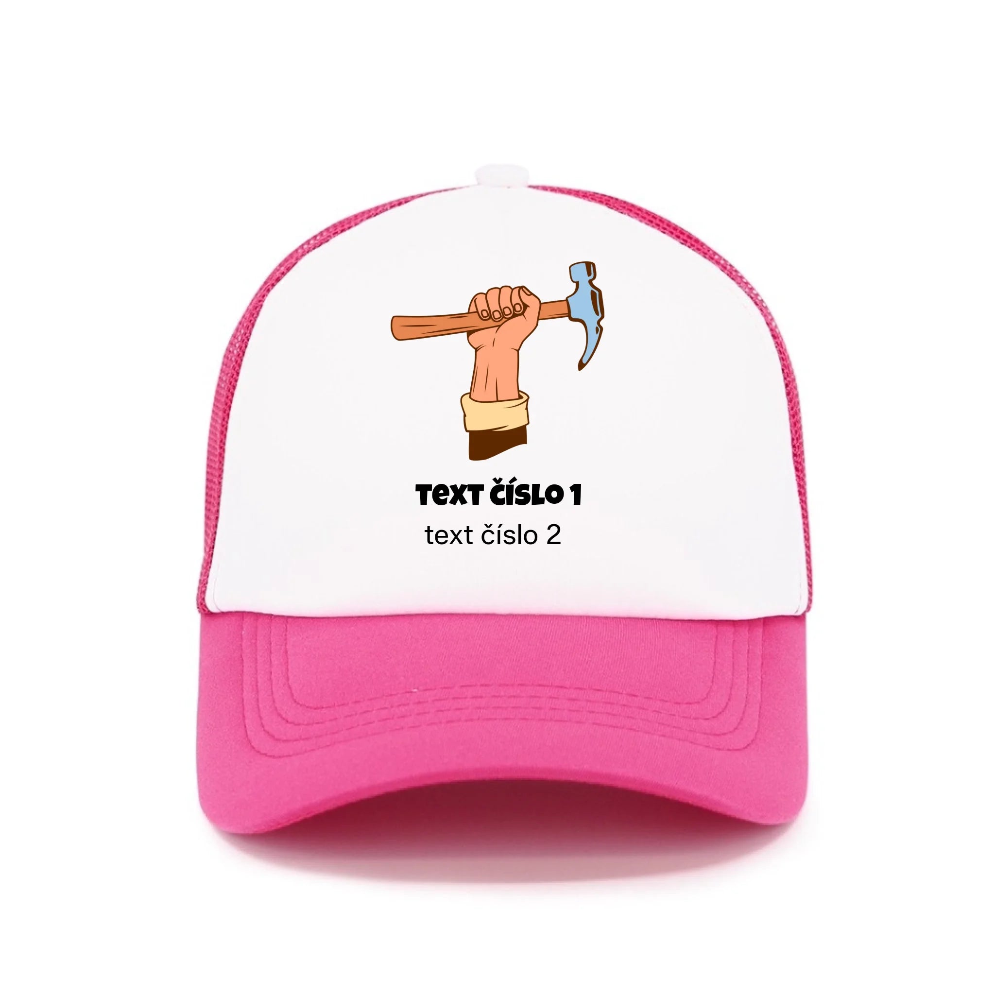 PRACOVNÍ VÝBĚR OBRÁZKU (10+motivů) a MOŽNOST DOPLNIT VLASTNÍ TEXTY kšiltovka Kšiltovka TRUCKER růžová 58
