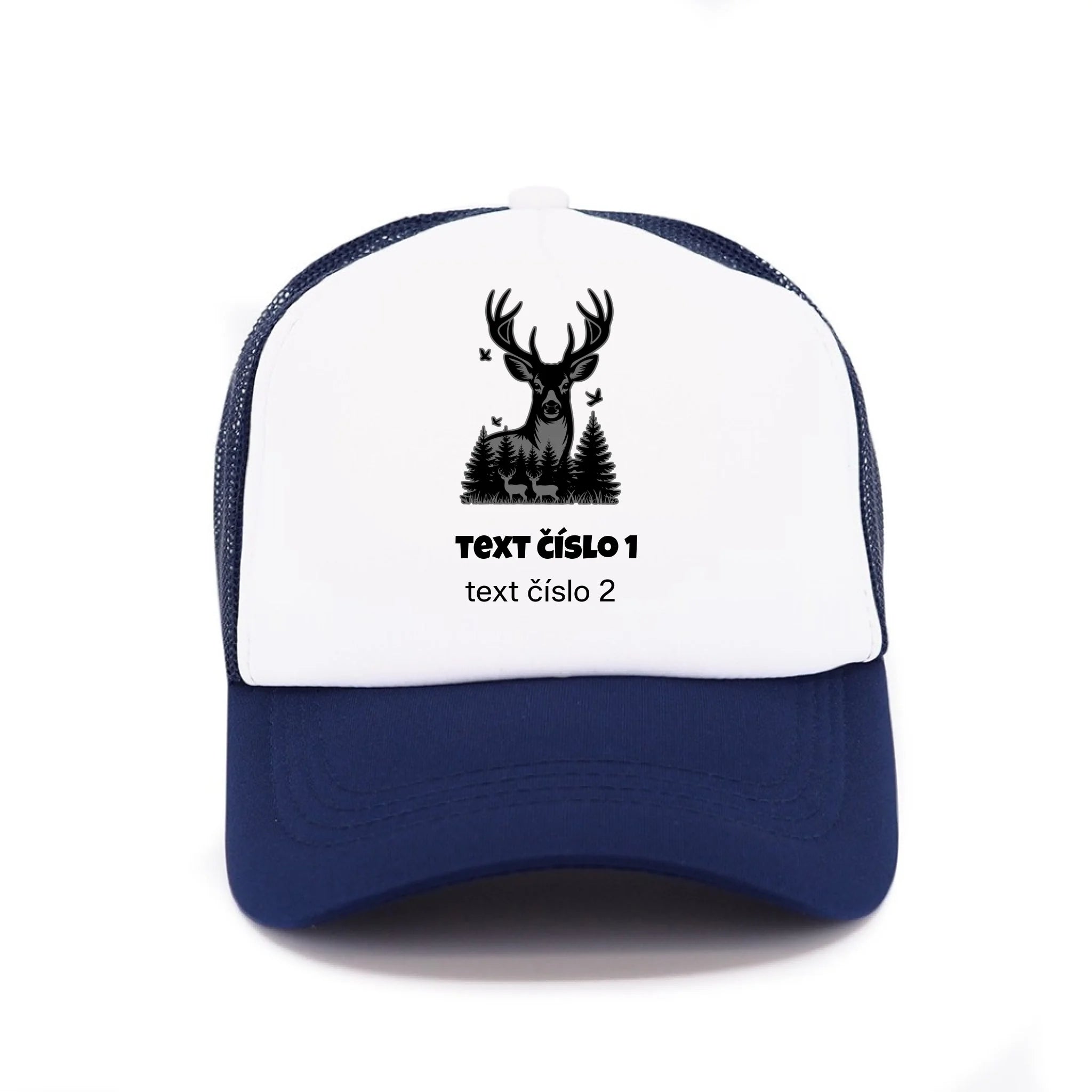 myslivost VÝBĚR OBRÁZKU (10+motivů) a MOŽNOST DOPLNIT VLASTNÍ TEXTY kšiltovka Kšiltovka TRUCKER námořnická modrá 58