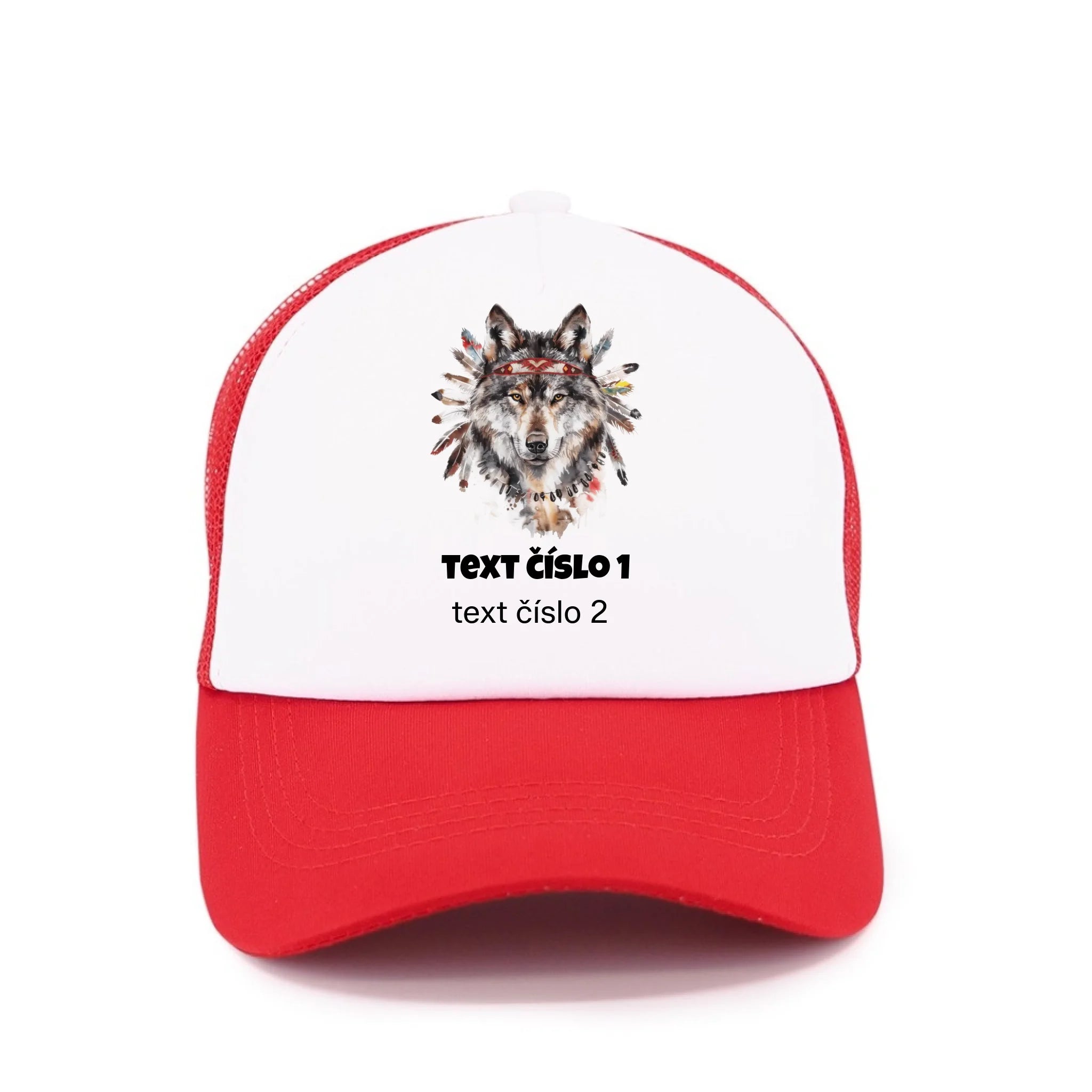 DIVOKÝ ZÁPAD VÝBĚR OBRÁZKU (10+motivů) a MOŽNOST DOPLNIT VLASTNÍ TEXTY kšiltovka Kšiltovka TRUCKER červená 58