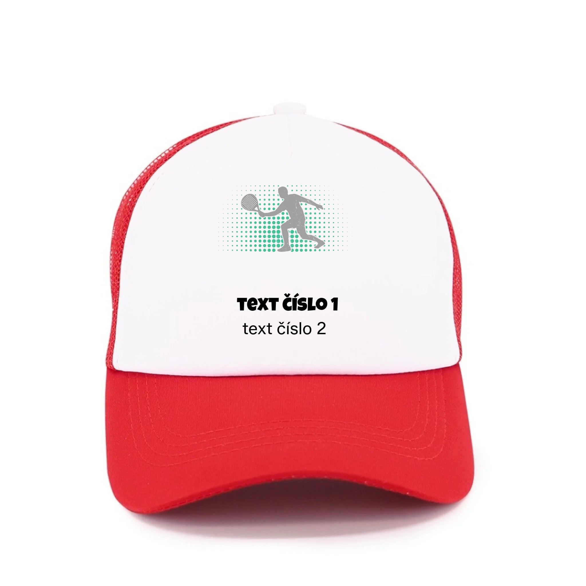PADEL VÝBĚR OBRÁZKU (10+motivů) a MOŽNOST DOPLNIT VLASTNÍ TEXTY kšiltovka Kšiltovka TRUCKER červená 58