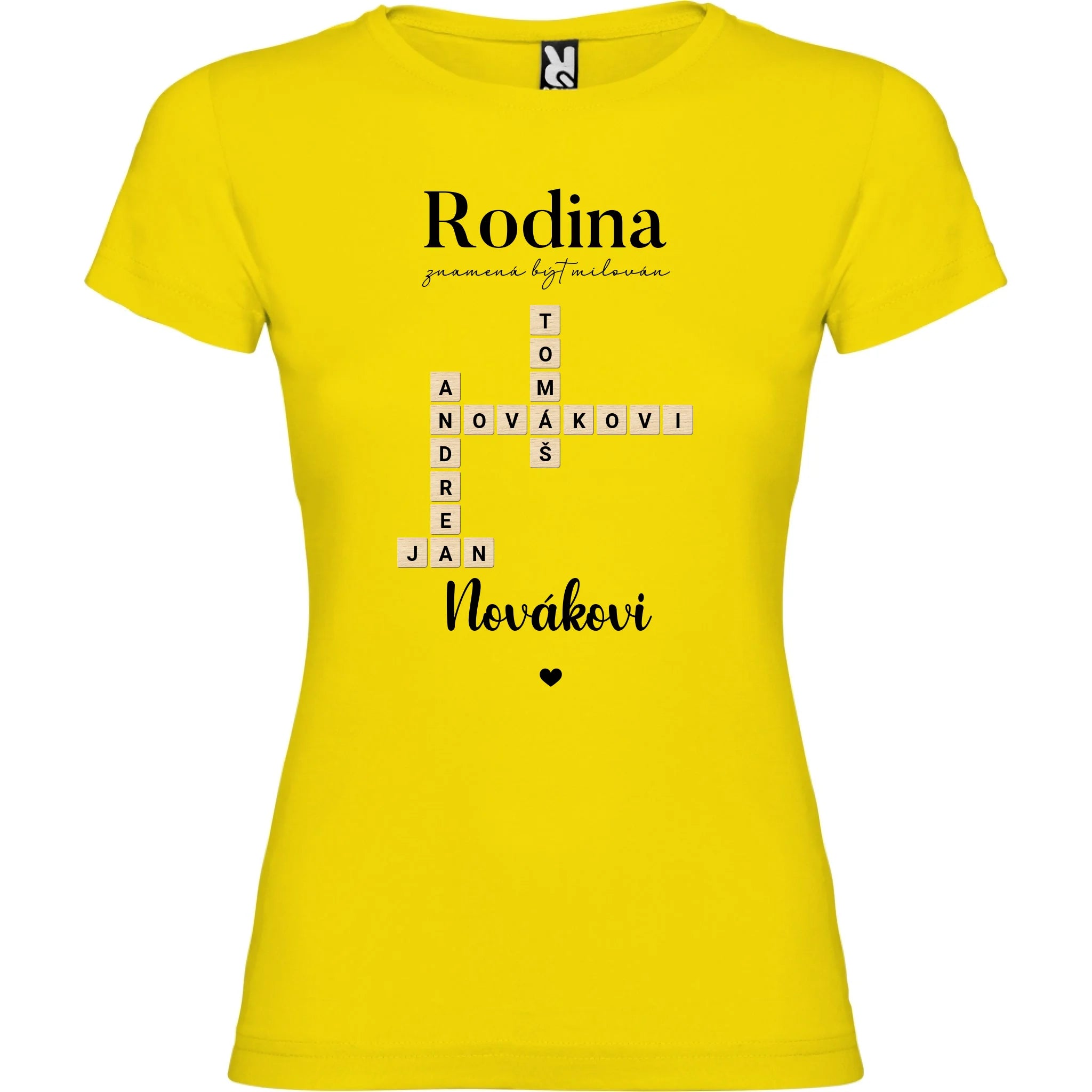 DÍVČÍ TRIČKO s motivem RODINA SCRABLE (vložíte jména, doplníte texty)