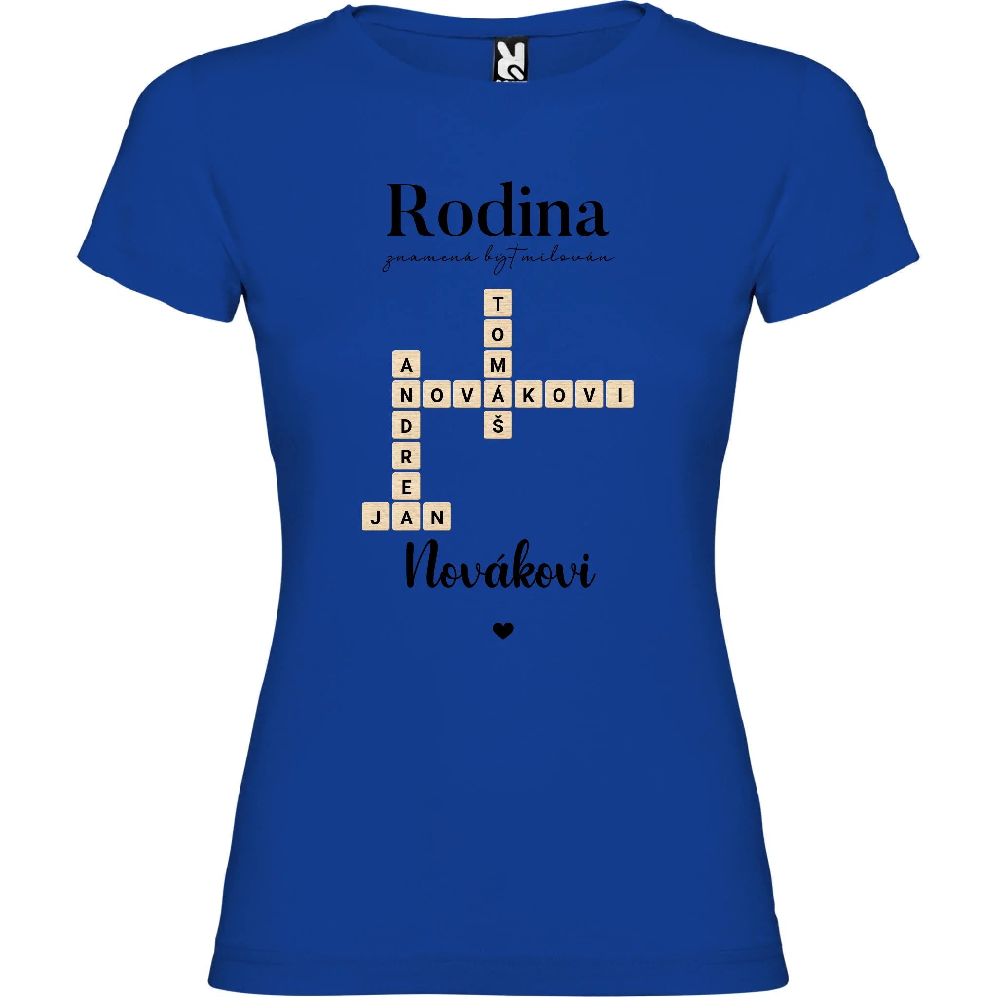 DÍVČÍ TRIČKO s motivem RODINA SCRABLE (vložíte jména, doplníte texty)