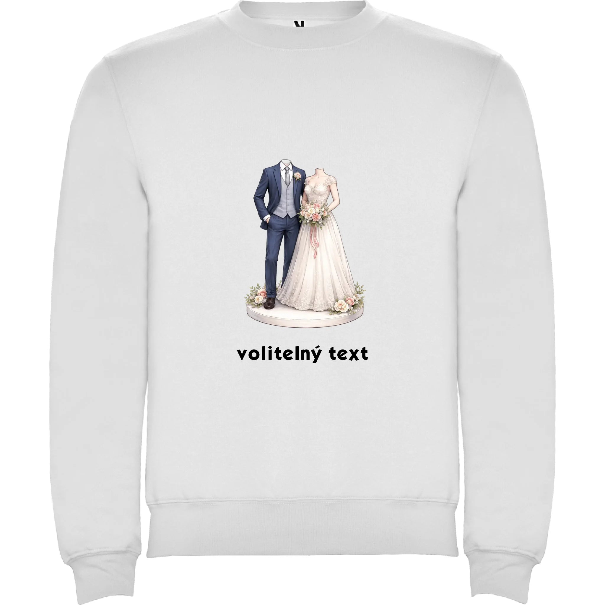 NOVOMANŽELÉ (ZATÍM) BEZ HLAVY - VLOŽTE FOTO, AUTOMATICKÝ OŘEZ unisex mikina bez kapuce potisk jen dopředu unisex mikina clasica Bílá