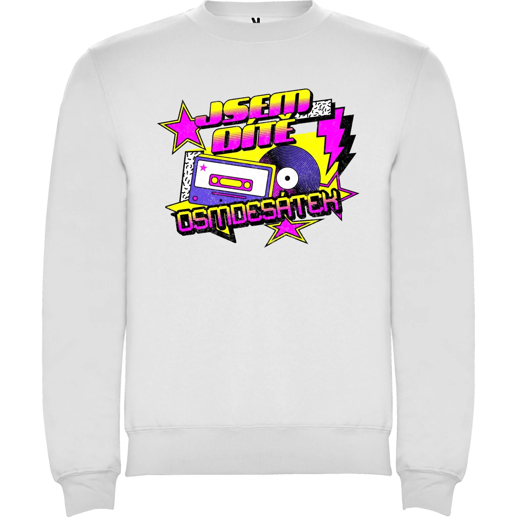 DÍTĚ OSMDESÁTEK (výběr ze 3 motivů) unisex mikina bez kapuce potisk jen dopředu unisex mikina clasica Bílá