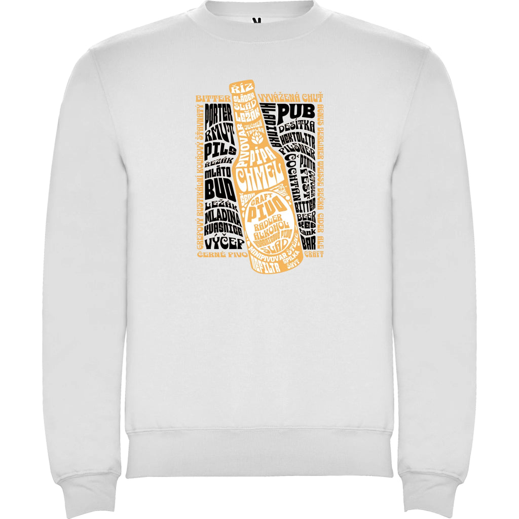 PIVO unisex mikina bez kapuce (5+ motivů) potisk jen dopředu unisex mikina clasica Bílá