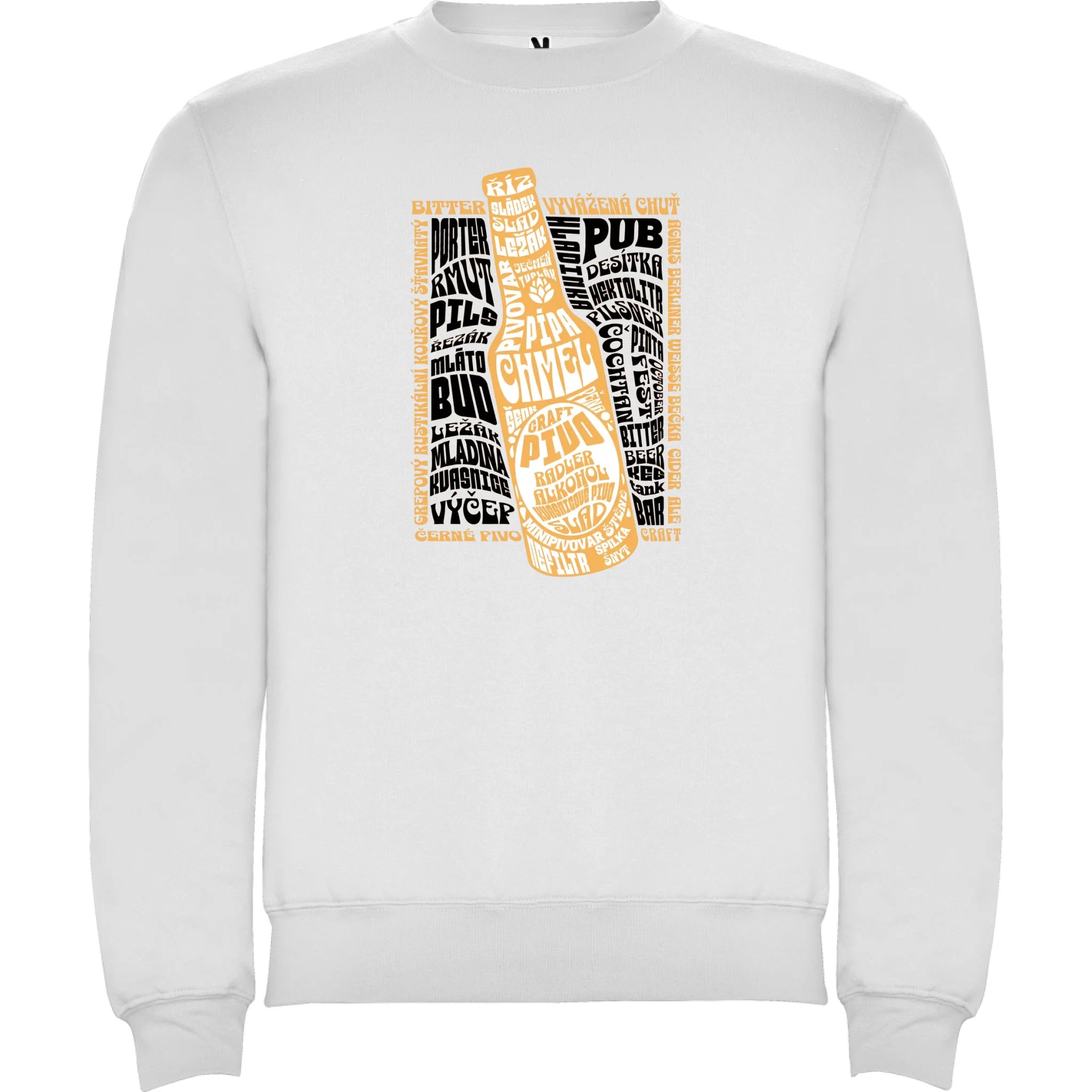 PIVO unisex mikina bez kapuce (5+ motivů) potisk jen dopředu unisex mikina clasica Bílá