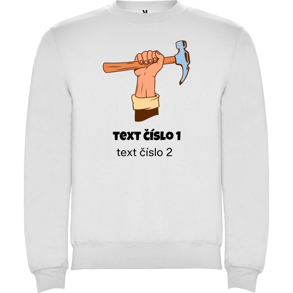 PRACOVNÍ VÝBĚR OBRÁZKU (10+motivů) a MOŽNOST DOPLNIT VLASTNÍ TEXTY unisex mikina bez kapuce potisk jen dopředu unisex mikina clasica Bílá