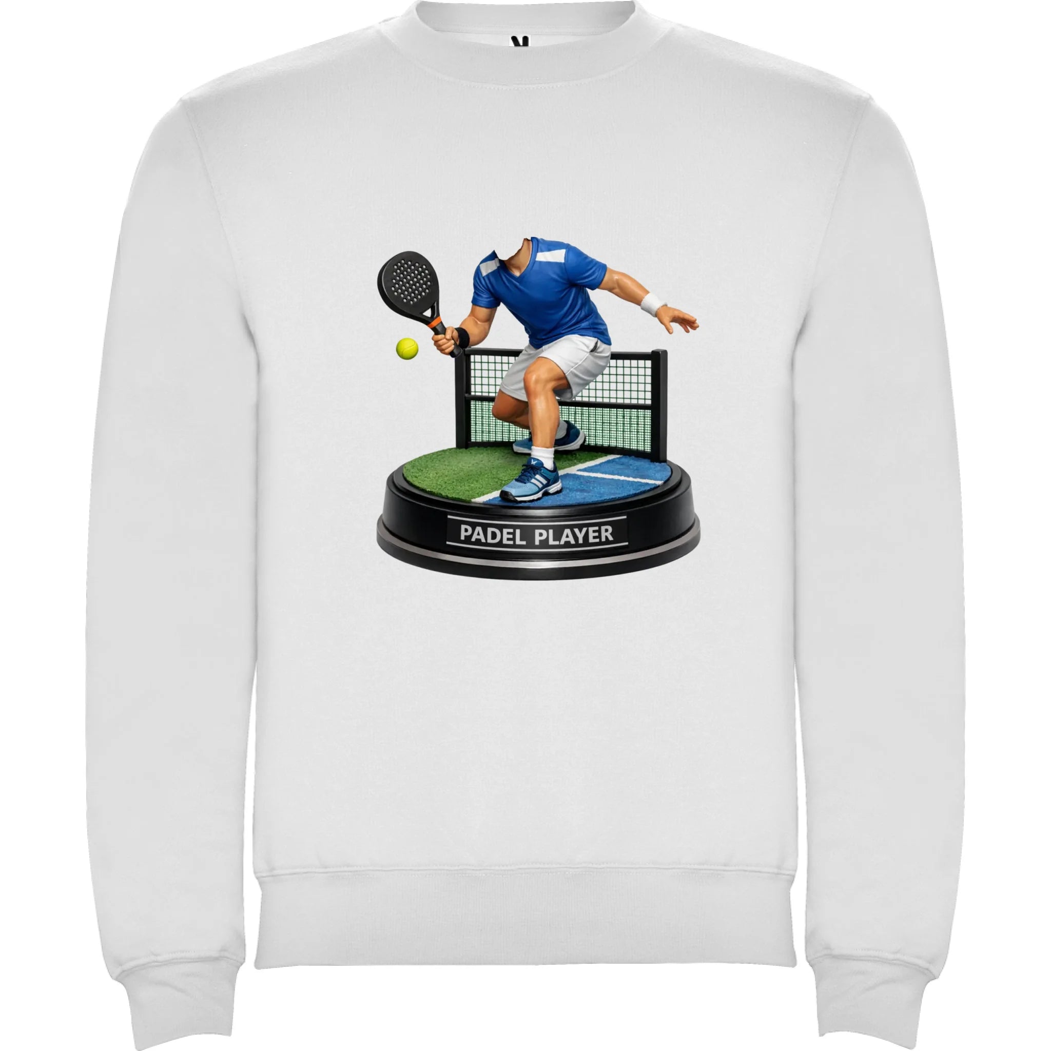 padel HLAVA pánská mikina bez kapuce potisk jen dopředu unisex mikina clasica Bílá