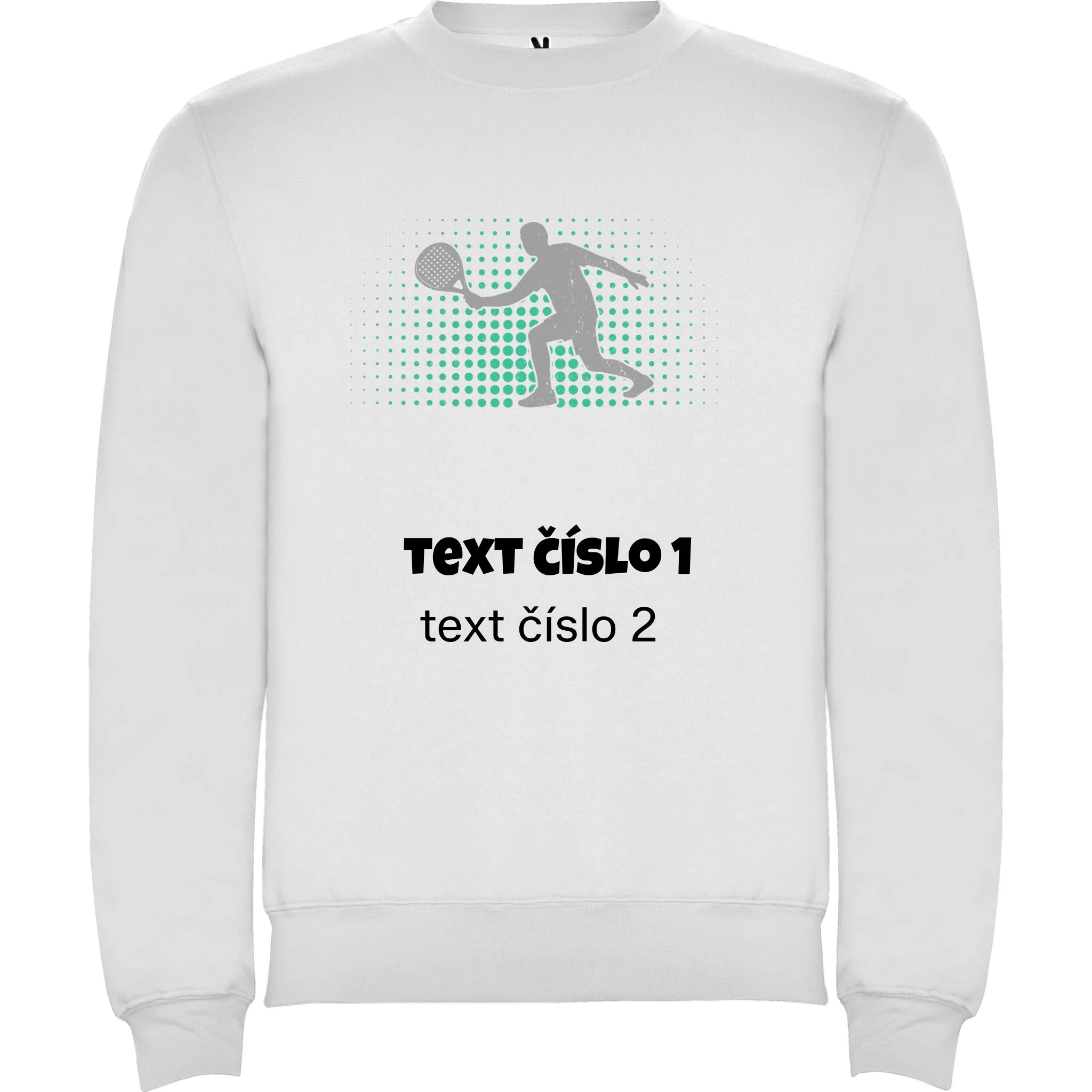 PADEL VÝBĚR OBRÁZKU (10+motivů) a MOŽNOST DOPLNIT VLASTNÍ TEXTY pánská mikina bez kapuce potisk jen dopředu unisex mikina clasica Bílá