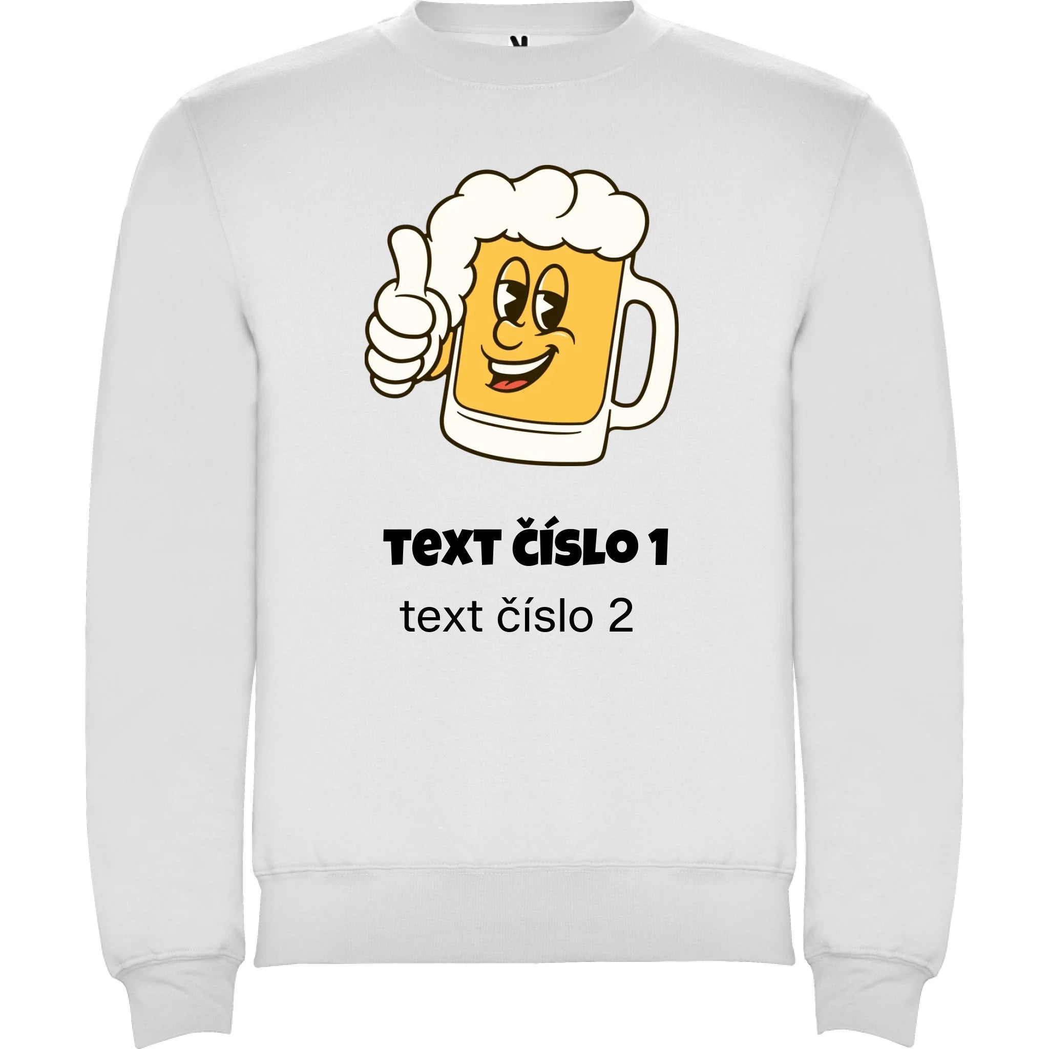 PIVO VÝBĚR OBRÁZKU (10+motivů) a MOŽNOST DOPLNIT VLASTNÍ TEXTY pánská mikina bez unisex potisk jen dopředu unisex mikina clasica Bílá
