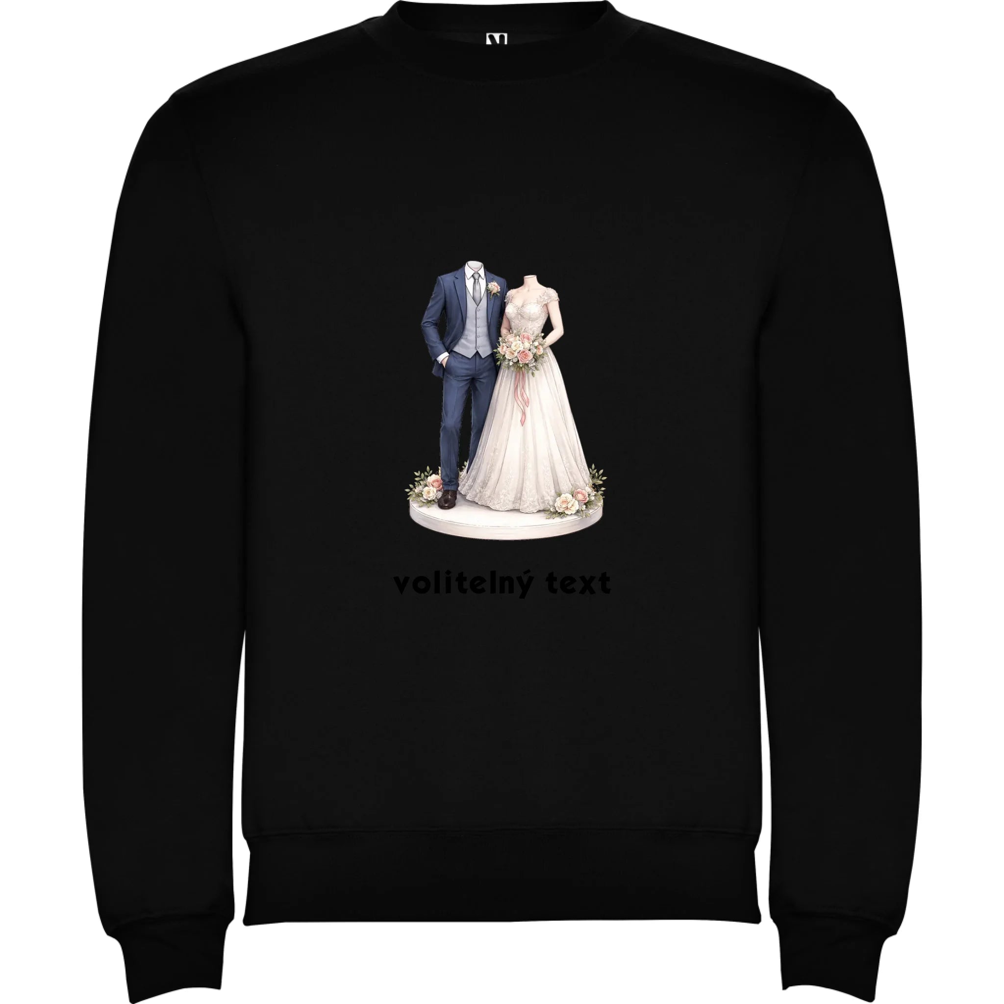 NOVOMANŽELÉ (ZATÍM) BEZ HLAVY - VLOŽTE FOTO, AUTOMATICKÝ OŘEZ unisex mikina bez kapuce potisk jen dopředu unisex mikina clasica Černá