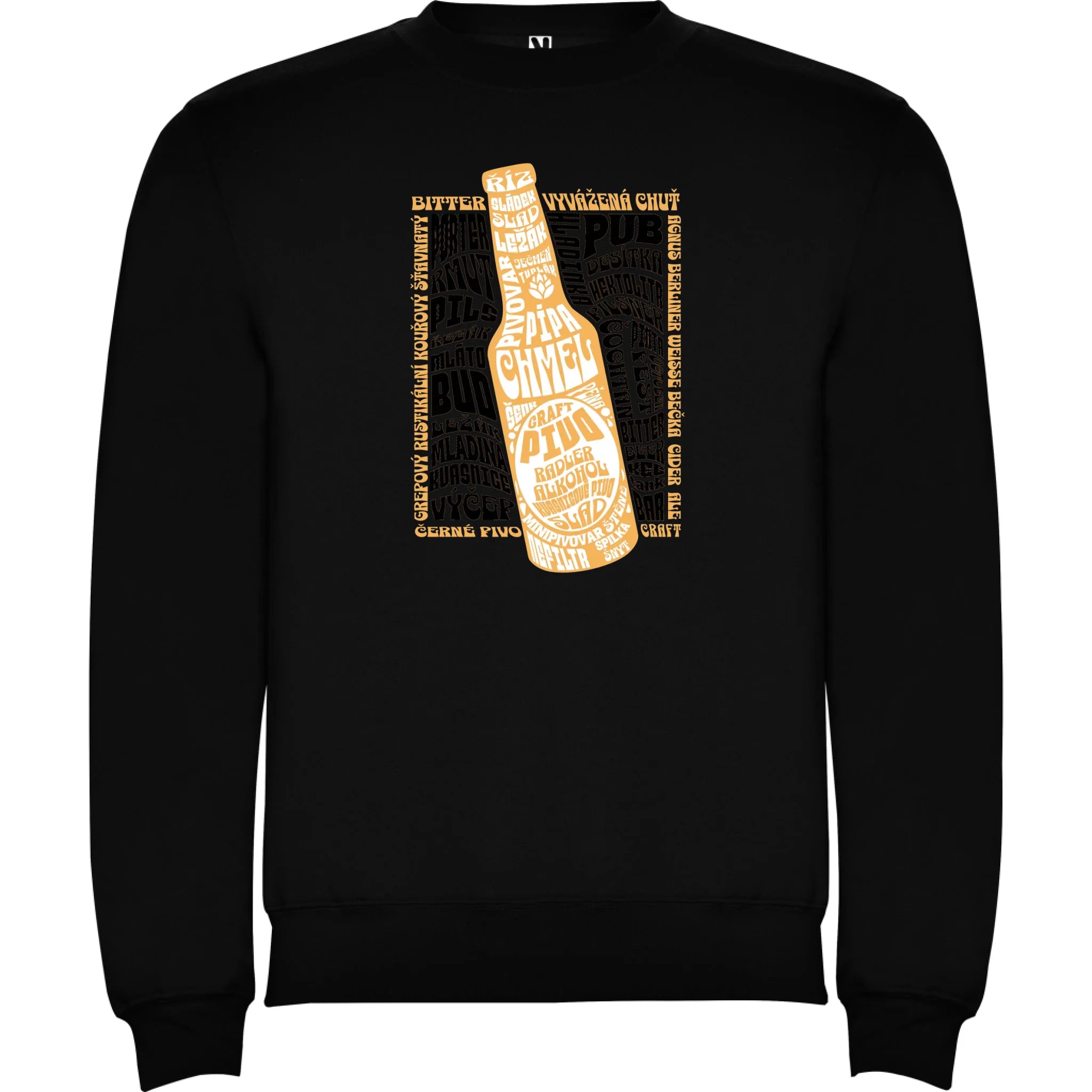 PIVO unisex mikina bez kapuce (5+ motivů) potisk jen dopředu unisex mikina clasica Černá