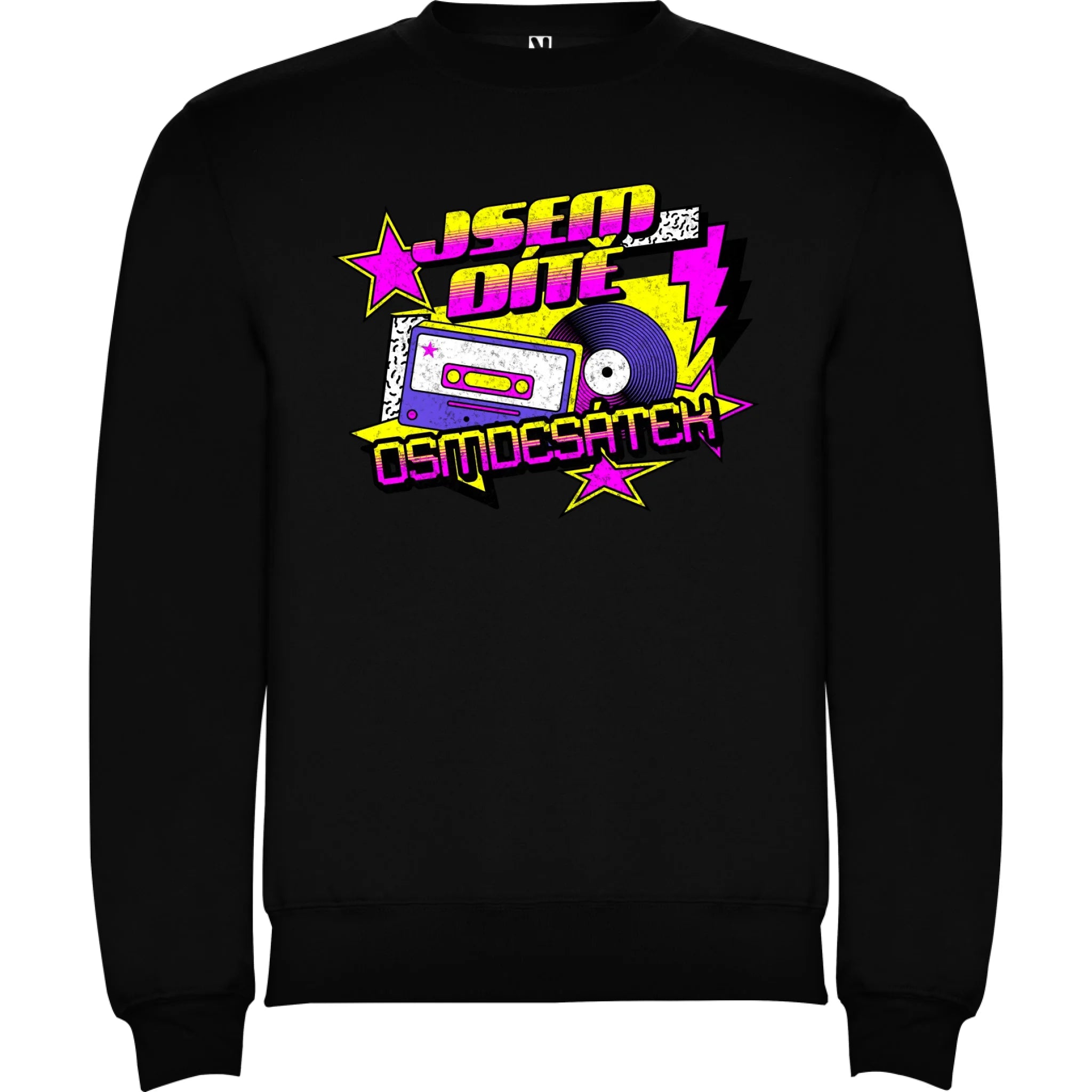 DÍTĚ OSMDESÁTEK (výběr ze 3 motivů) unisex mikina bez kapuce potisk jen dopředu unisex mikina clasica Černá