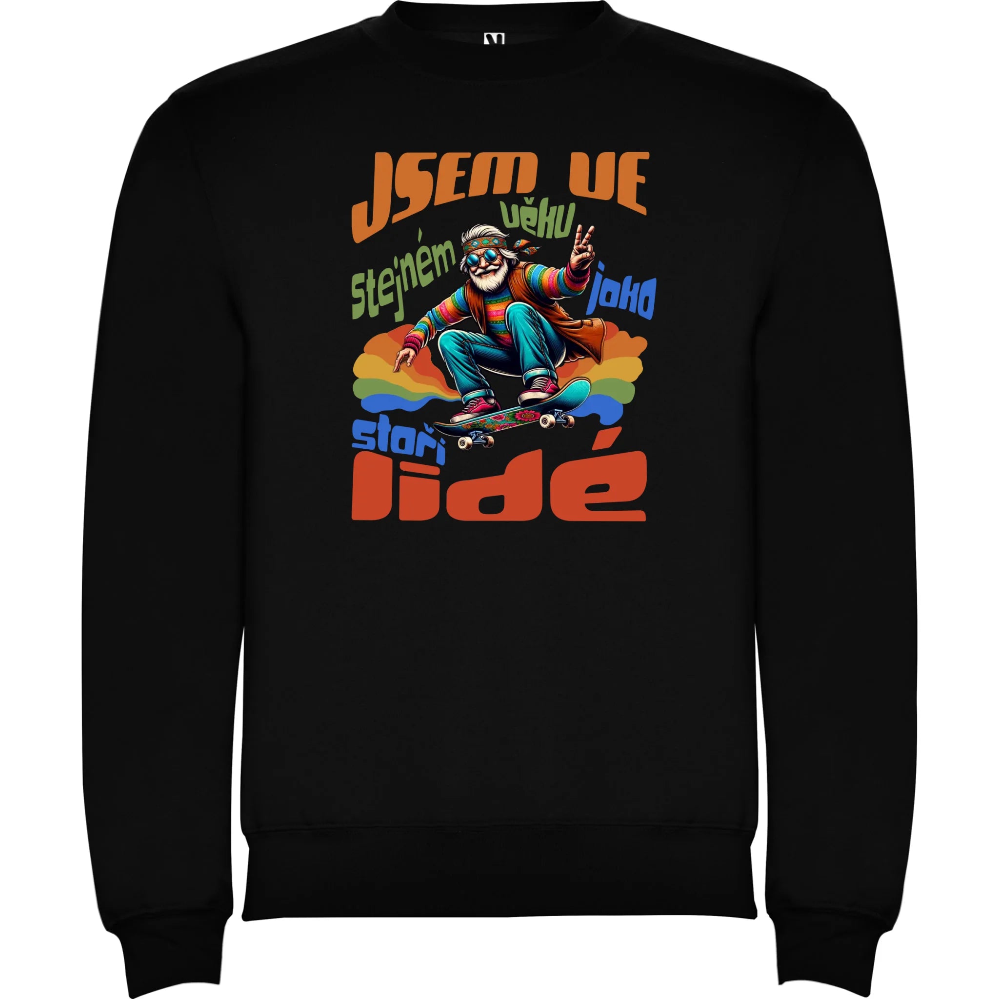 PÁNSKÁ MIKINA BEZ KAPUCE s motivem DĚDEČEK potisk jen dopředu unisex mikina clasica Černá