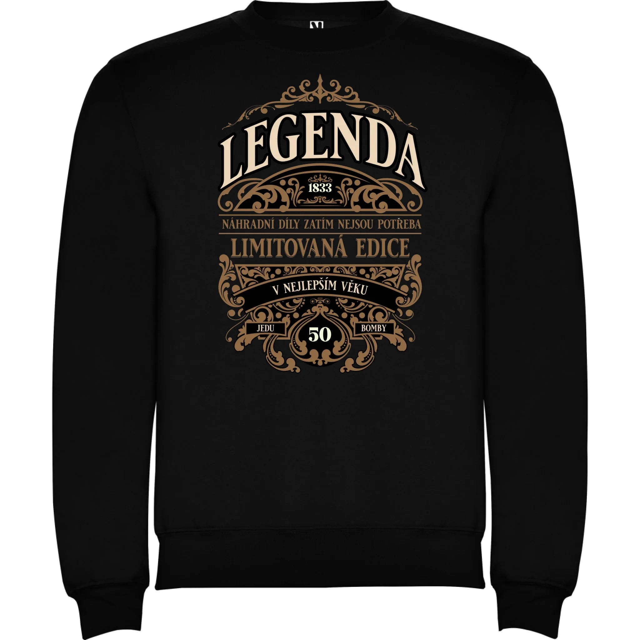 narozeniny LEGENDA pánská mikina bez kapuce potisk jen dopředu unisex mikina clasica Černá