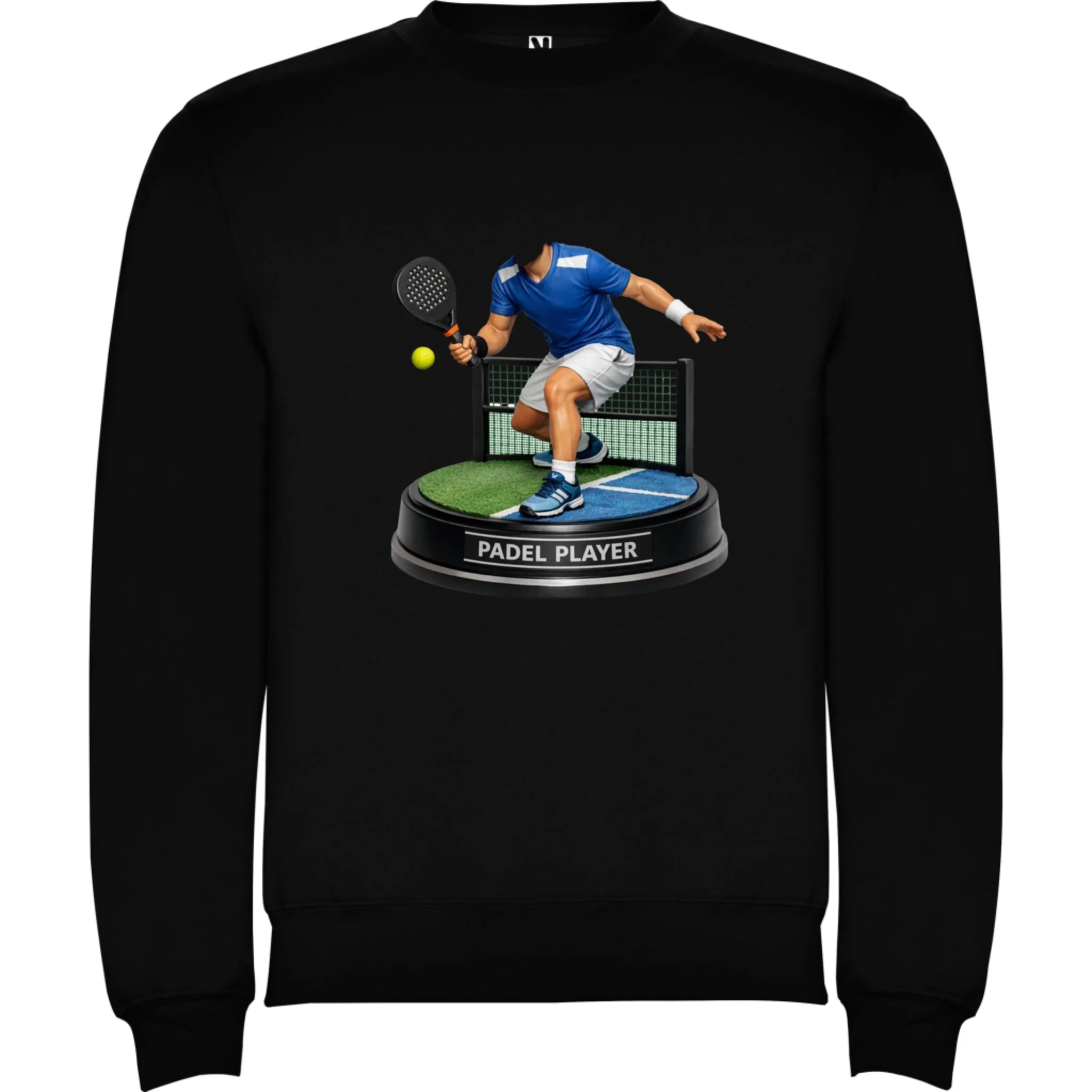 padel HLAVA pánská mikina bez kapuce potisk jen dopředu unisex mikina clasica Černá