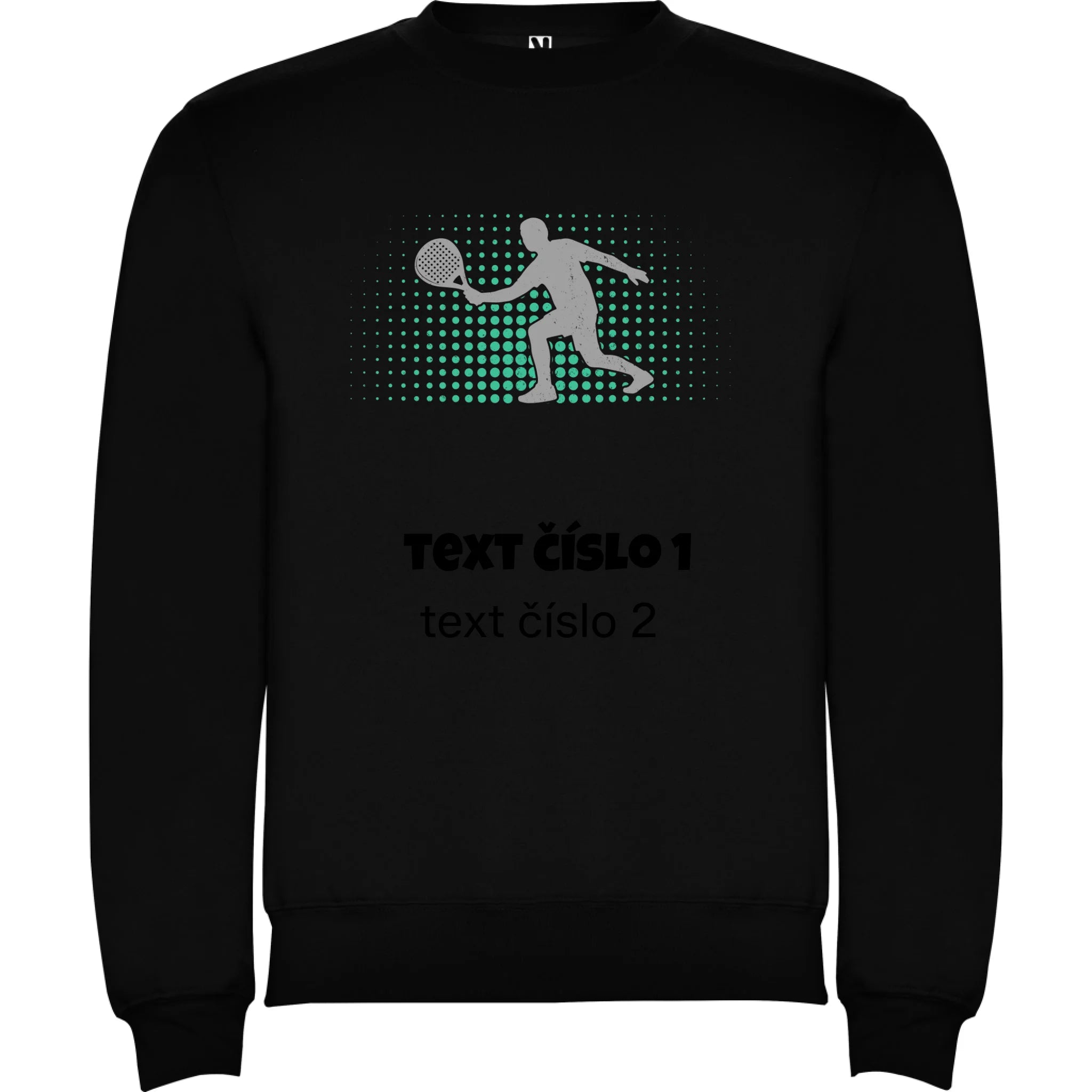 PADEL VÝBĚR OBRÁZKU (10+motivů) a MOŽNOST DOPLNIT VLASTNÍ TEXTY pánská mikina bez kapuce potisk jen dopředu unisex mikina clasica Černá