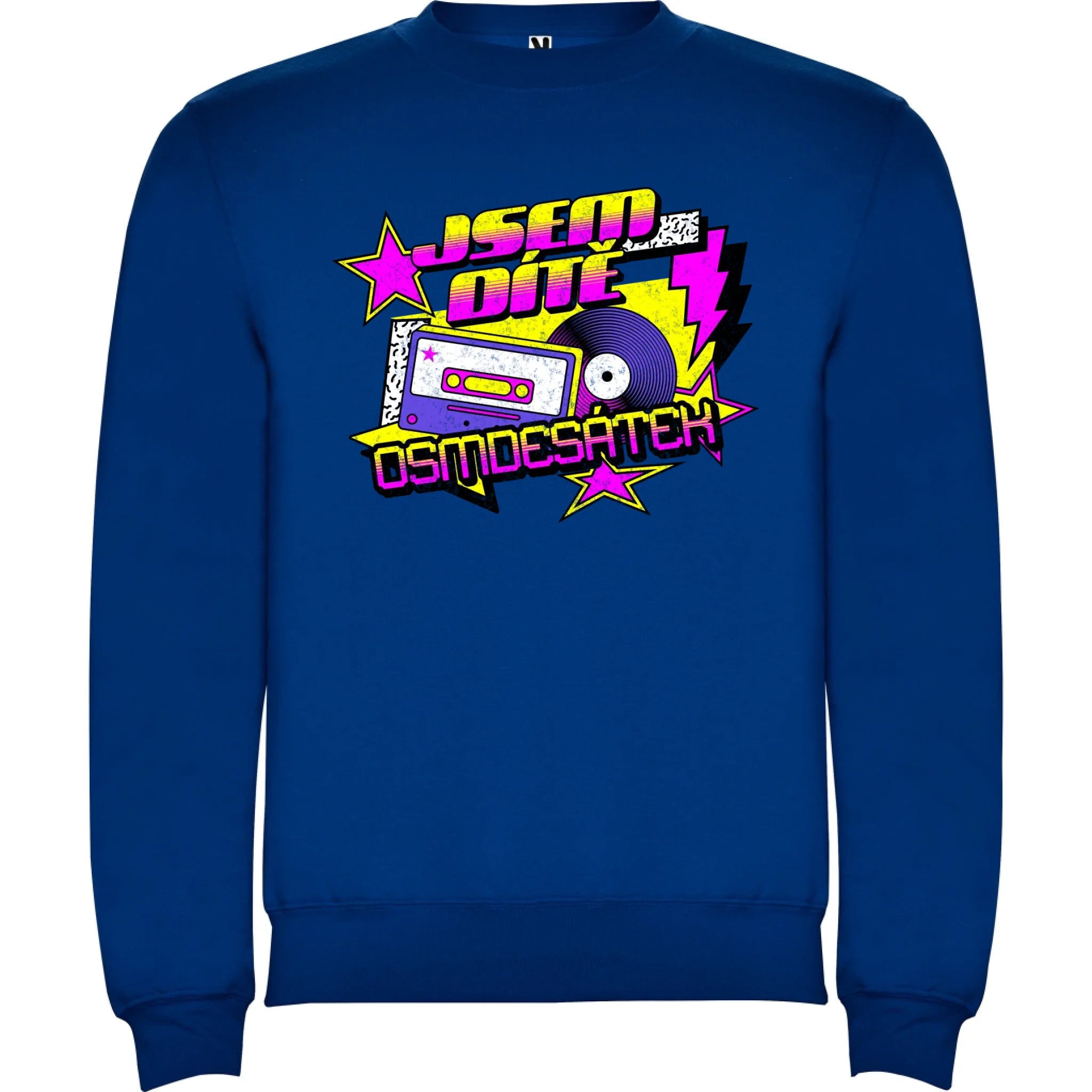 DÍTĚ OSMDESÁTEK (výběr ze 3 motivů) unisex mikina bez kapuce potisk jen dopředu unisex mikina clasica Modrá