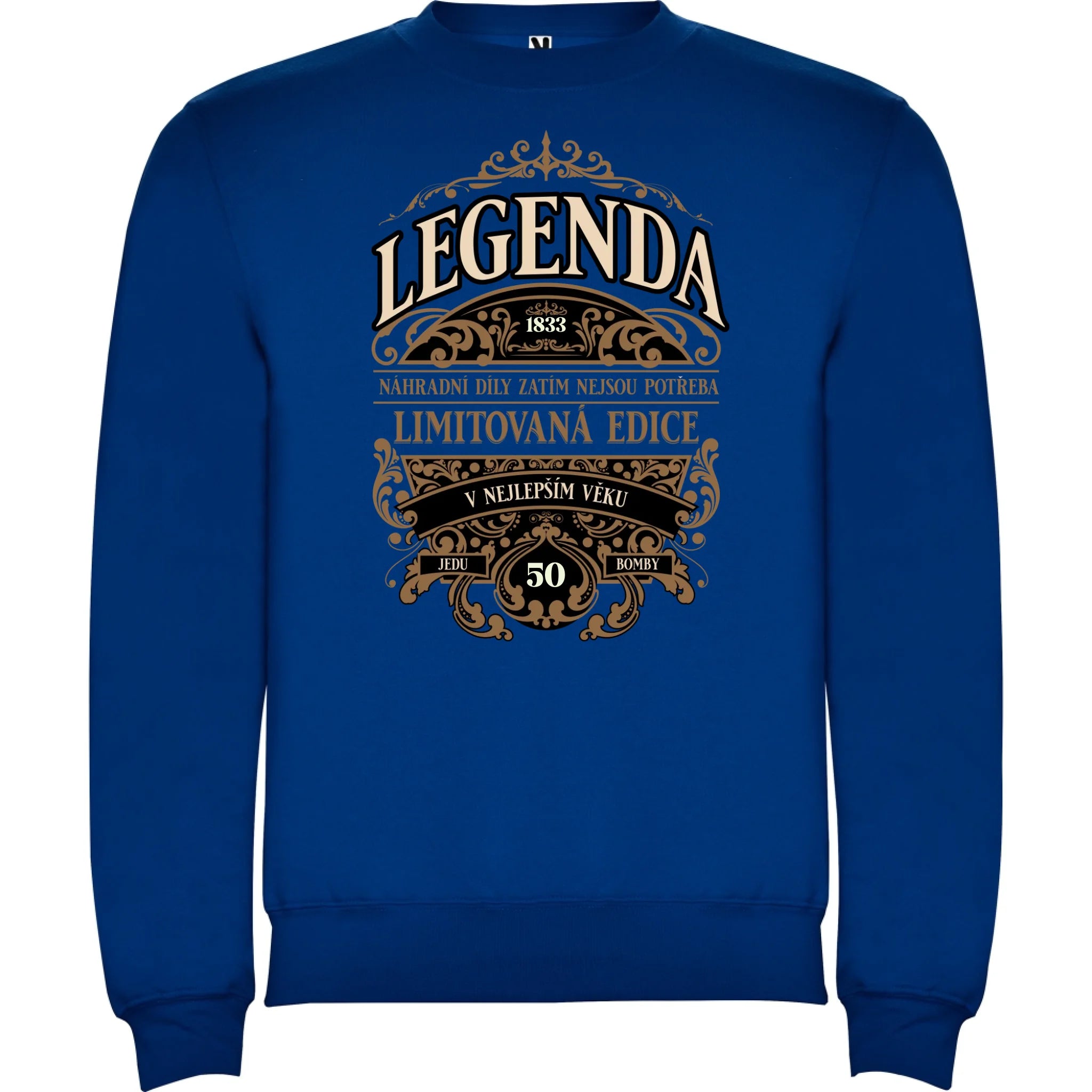 narozeniny LEGENDA pánská mikina bez kapuce potisk jen dopředu unisex mikina clasica Modrá