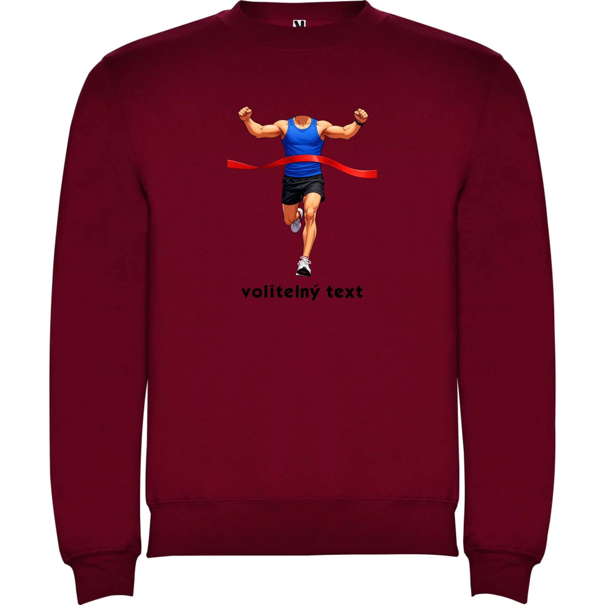 MIKINA BEZ KAPUCE UNISEX s motivem BĚH, KOLO, PLAVÁNÍ (vyberte sport, vložíte fotku) potisk jen dopředu unisex mikina clasica Granátová