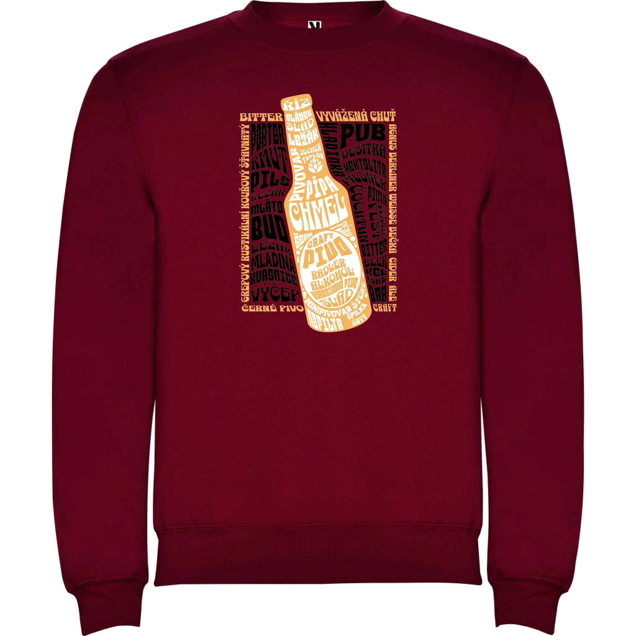 PIVO unisex mikina bez kapuce (5+ motivů) potisk jen dopředu unisex mikina clasica Granátová