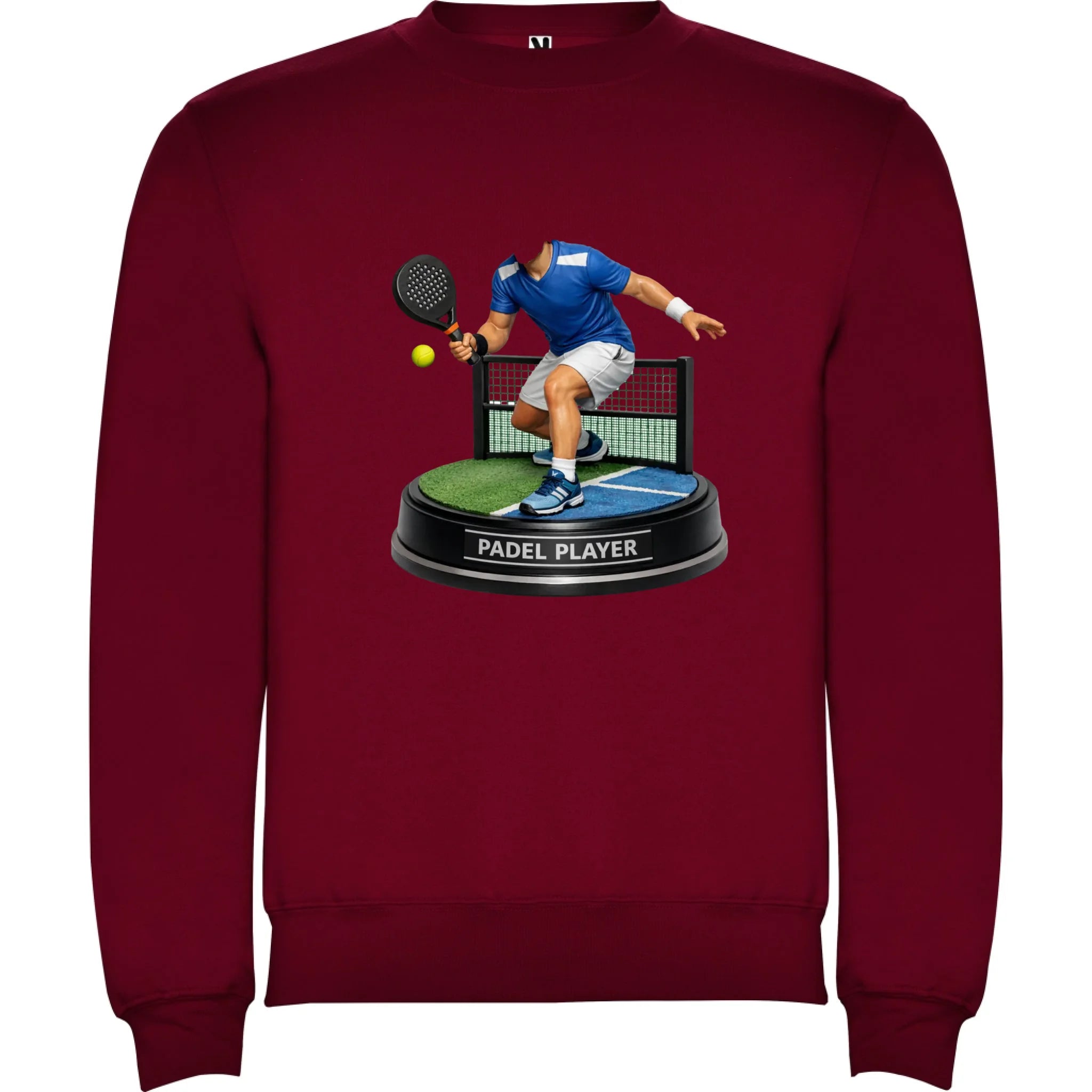 padel HLAVA pánská mikina bez kapuce potisk jen dopředu unisex mikina clasica Granátová
