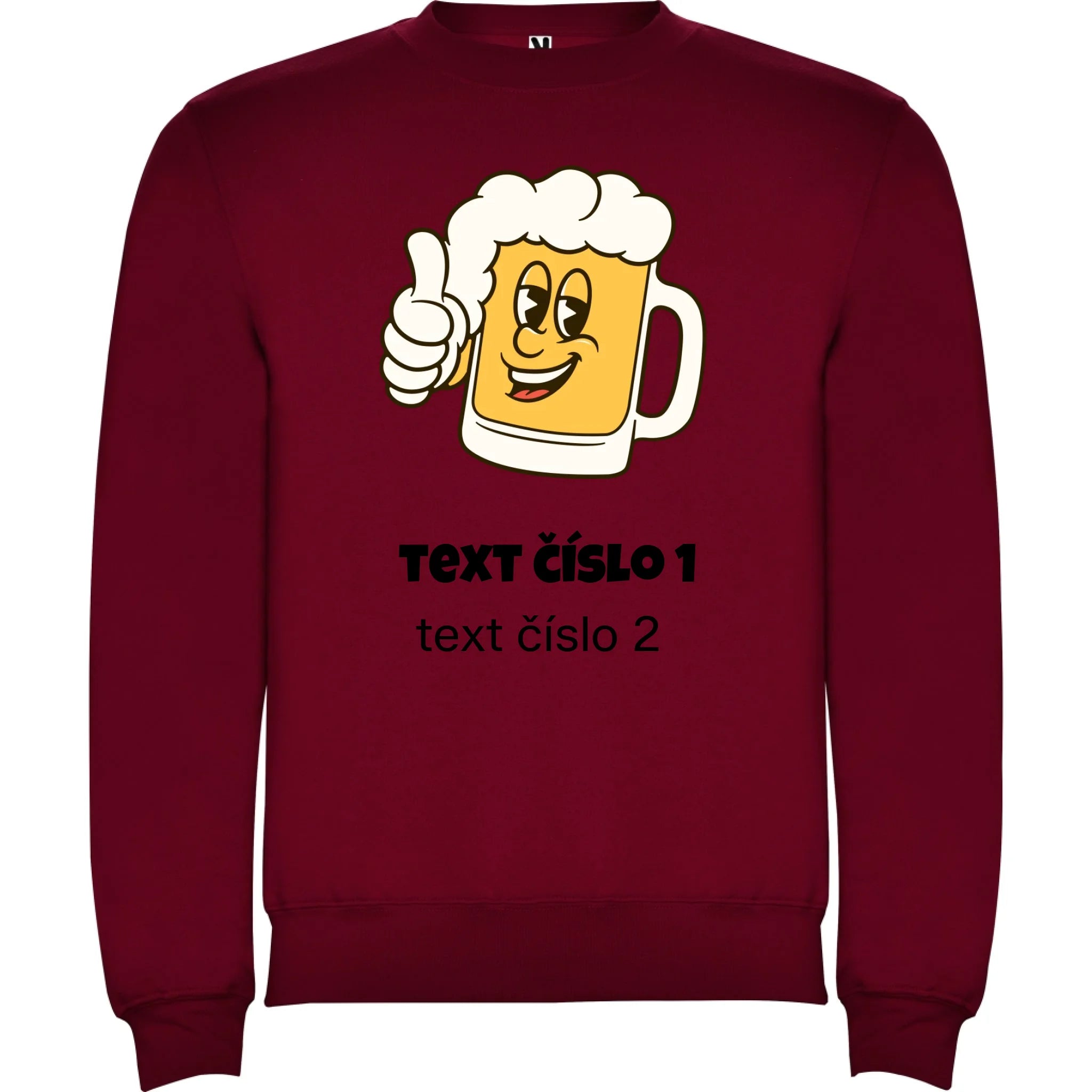 PIVO VÝBĚR OBRÁZKU (10+motivů) a MOŽNOST DOPLNIT VLASTNÍ TEXTY pánská mikina bez unisex potisk jen dopředu unisex mikina clasica Granátová