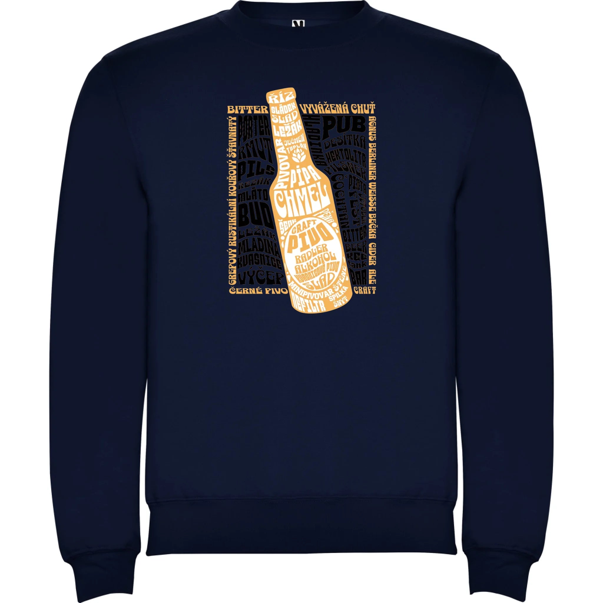 PIVO unisex mikina bez kapuce (5+ motivů) potisk jen dopředu unisex mikina clasica Námořnická modrá