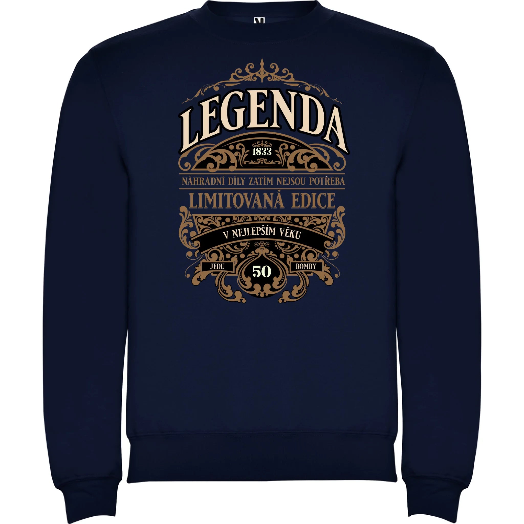 narozeniny LEGENDA pánská mikina bez kapuce potisk jen dopředu unisex mikina clasica Námořnická modrá