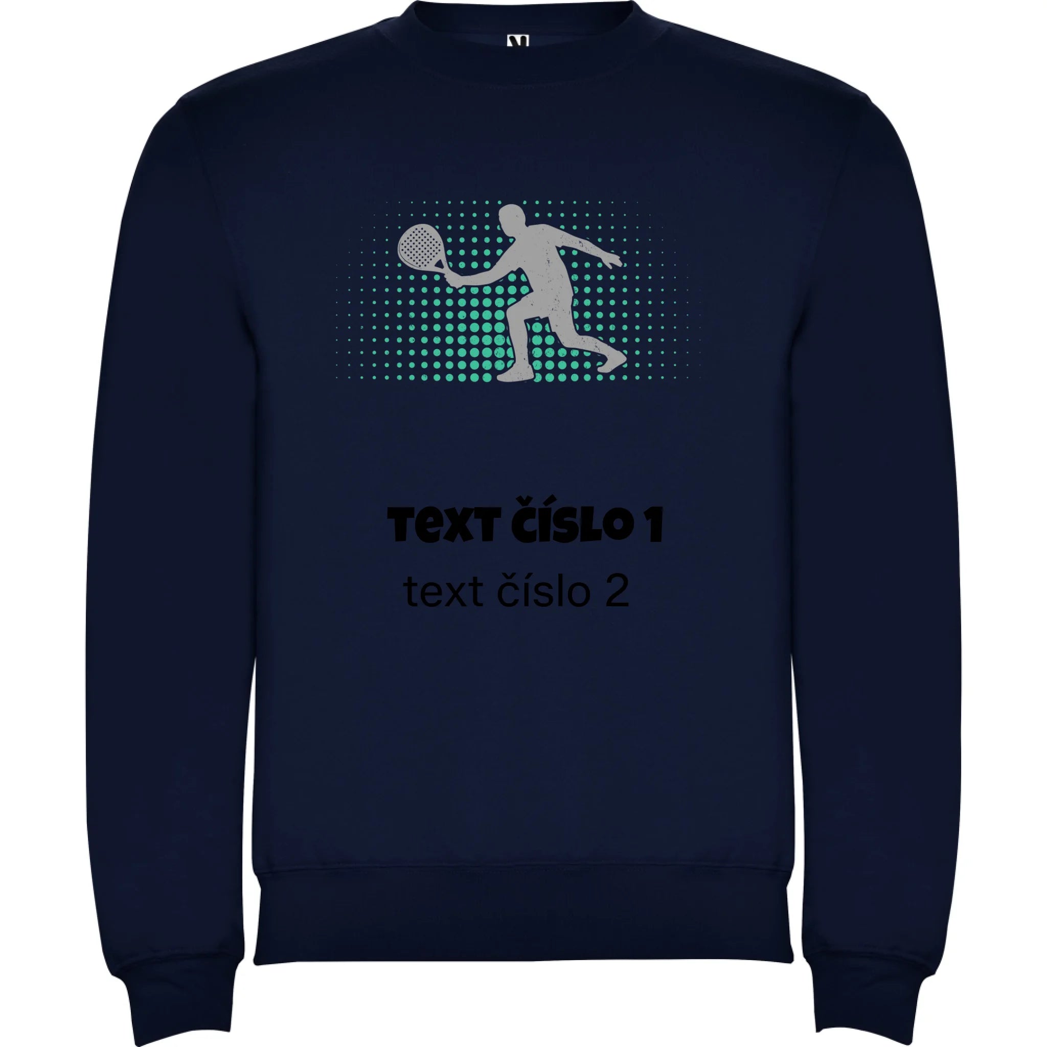 PADEL VÝBĚR OBRÁZKU (10+motivů) a MOŽNOST DOPLNIT VLASTNÍ TEXTY pánská mikina bez kapuce potisk jen dopředu unisex mikina clasica Námořnická modrá