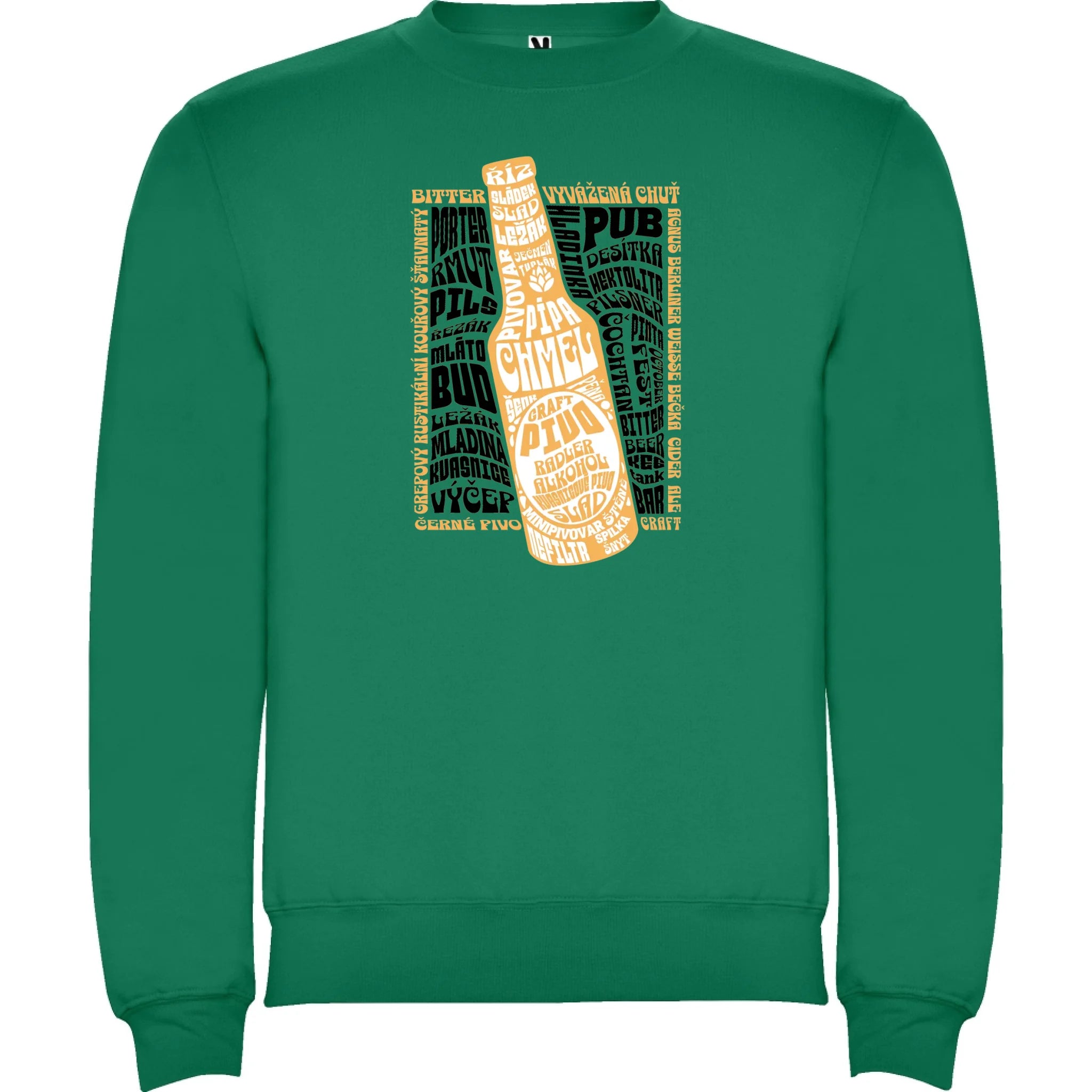 PIVO unisex mikina bez kapuce (5+ motivů) potisk jen dopředu unisex mikina clasica Sytě zelená