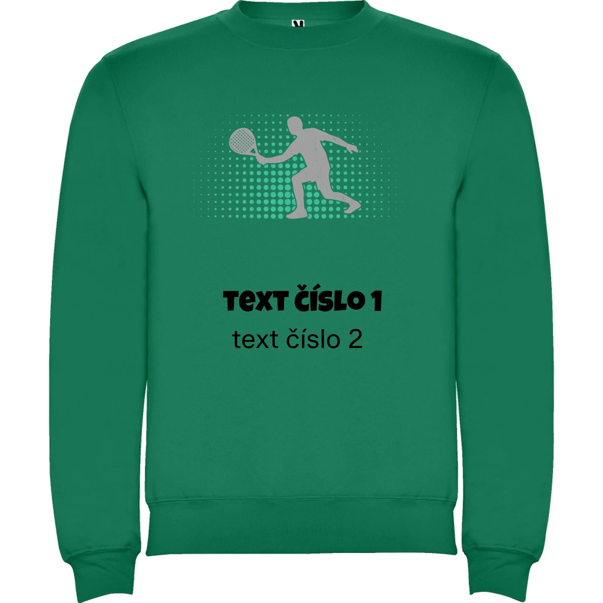 PADEL VÝBĚR OBRÁZKU (10+motivů) a MOŽNOST DOPLNIT VLASTNÍ TEXTY pánská mikina bez kapuce potisk jen dopředu unisex mikina clasica Sytě zelená