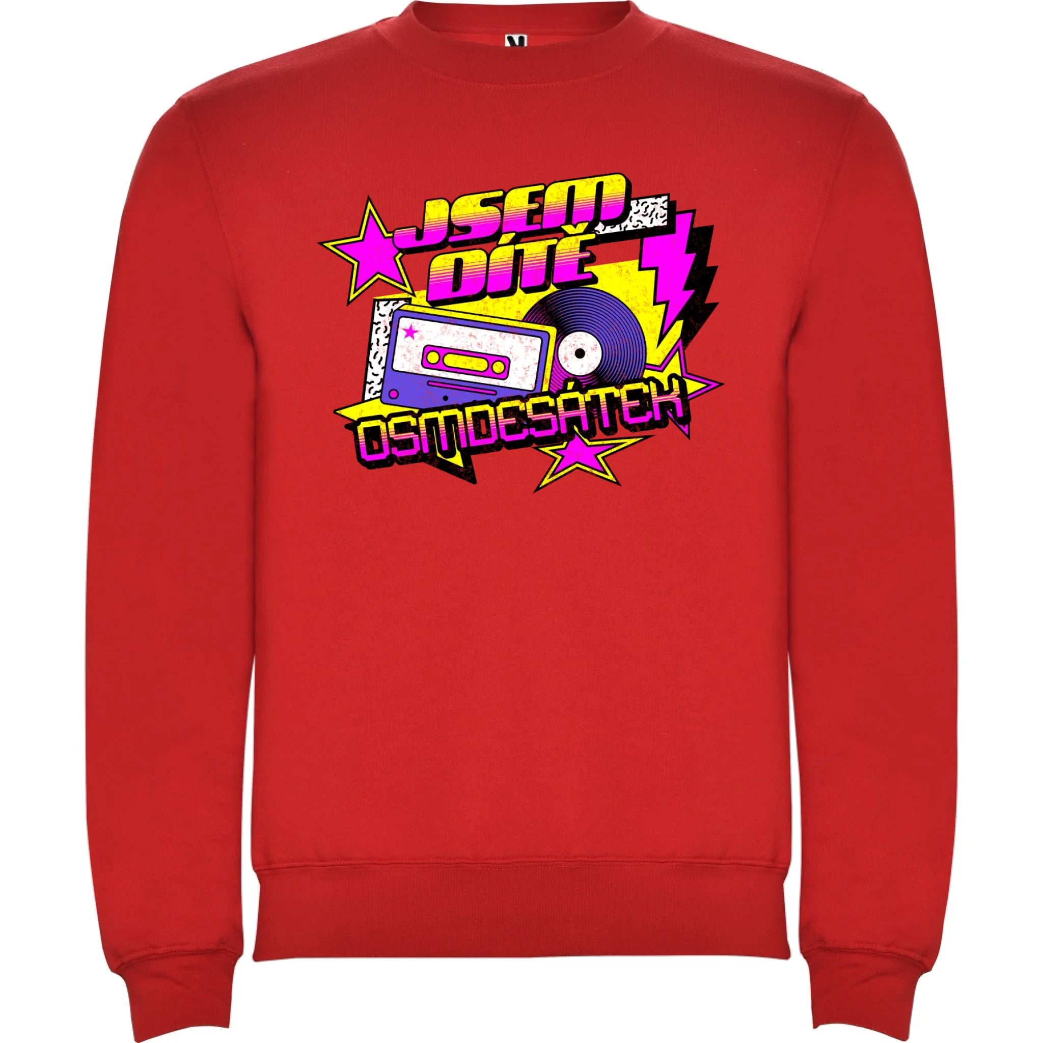 DÍTĚ OSMDESÁTEK (výběr ze 3 motivů) unisex mikina bez kapuce potisk jen dopředu unisex mikina clasica Červená