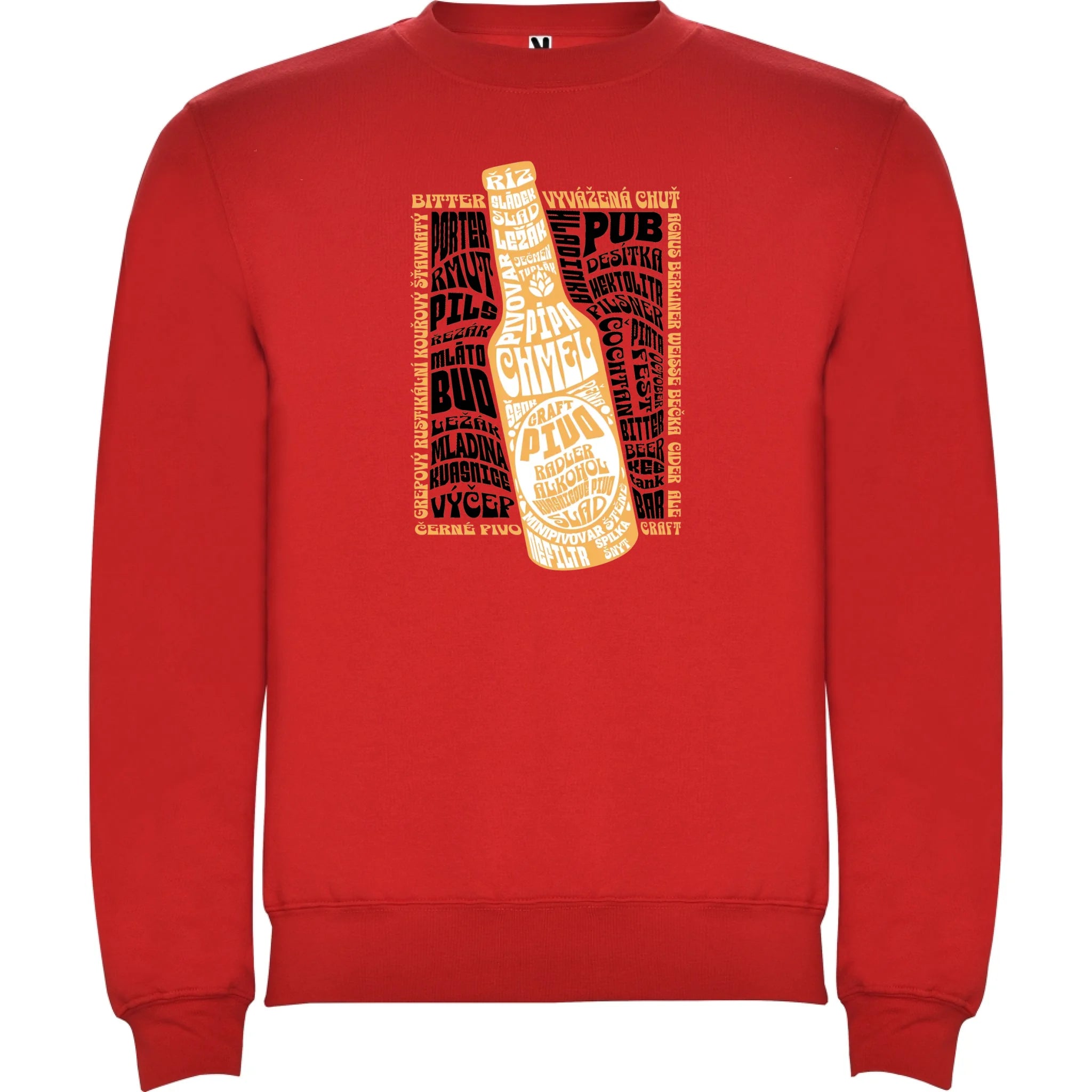 PIVO unisex mikina bez kapuce (5+ motivů) potisk jen dopředu unisex mikina clasica Červená