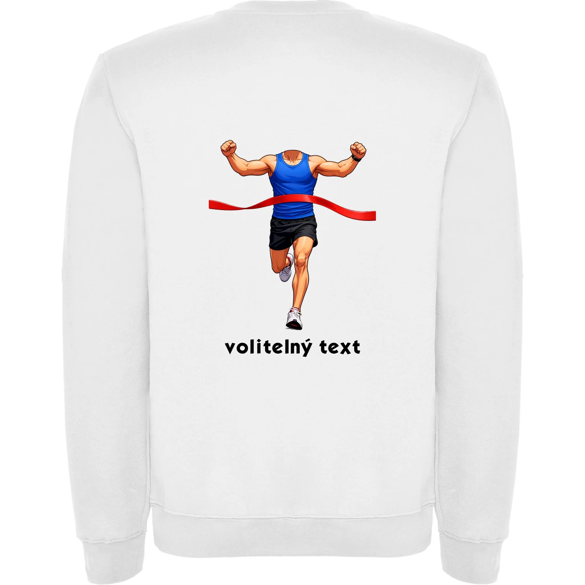 BĚH KOLO PLAVÁNÍ POSTAVA ZATÍM BEZ HLAVY - VLOŽTE FOTO, AUTOMATICKÝ OŘEZ unisex mikina bez kapuce potisk jen na záda unisex mikina clasica Bílá