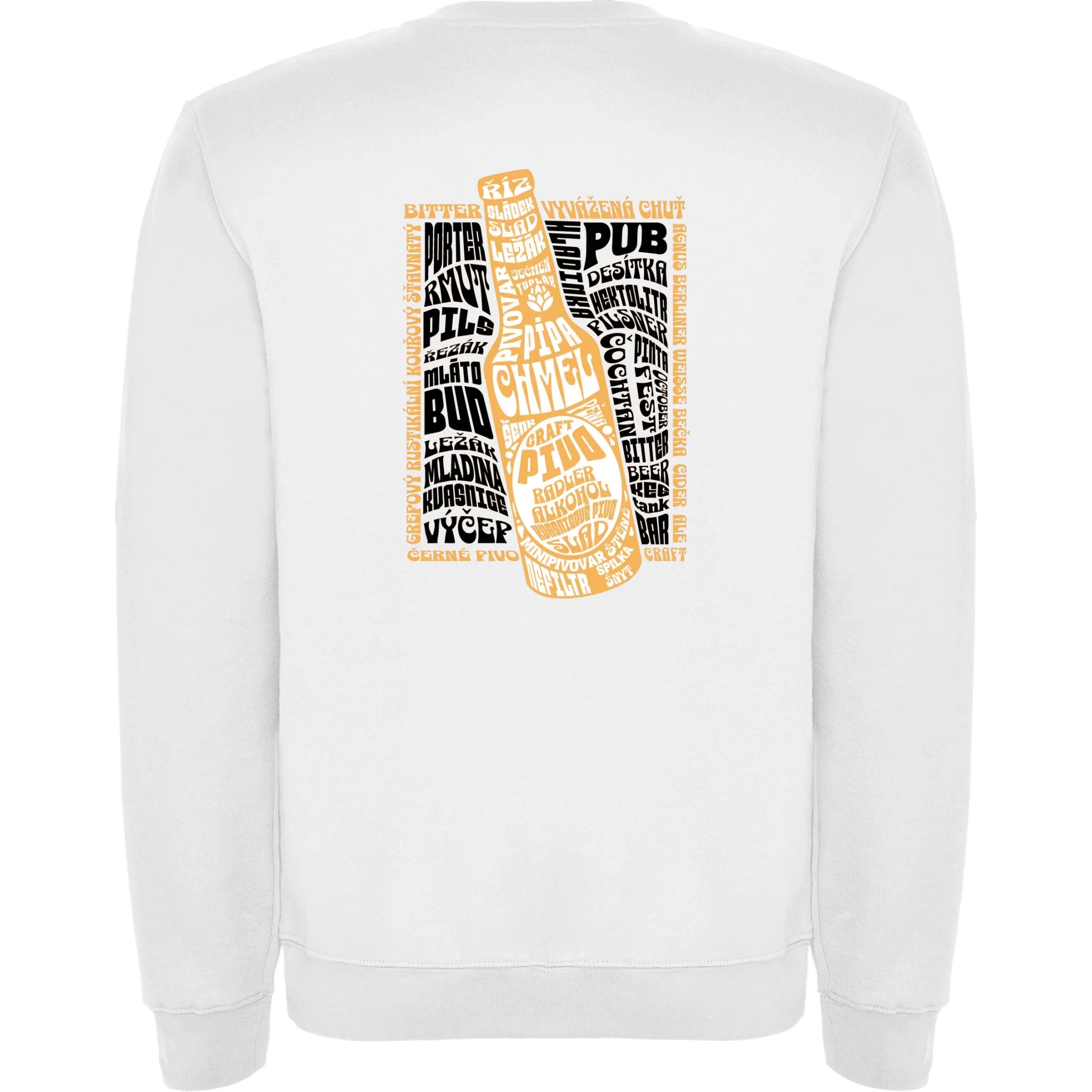 PIVO unisex mikina bez kapuce (5+ motivů) potisk jen na záda unisex mikina clasica Bílá