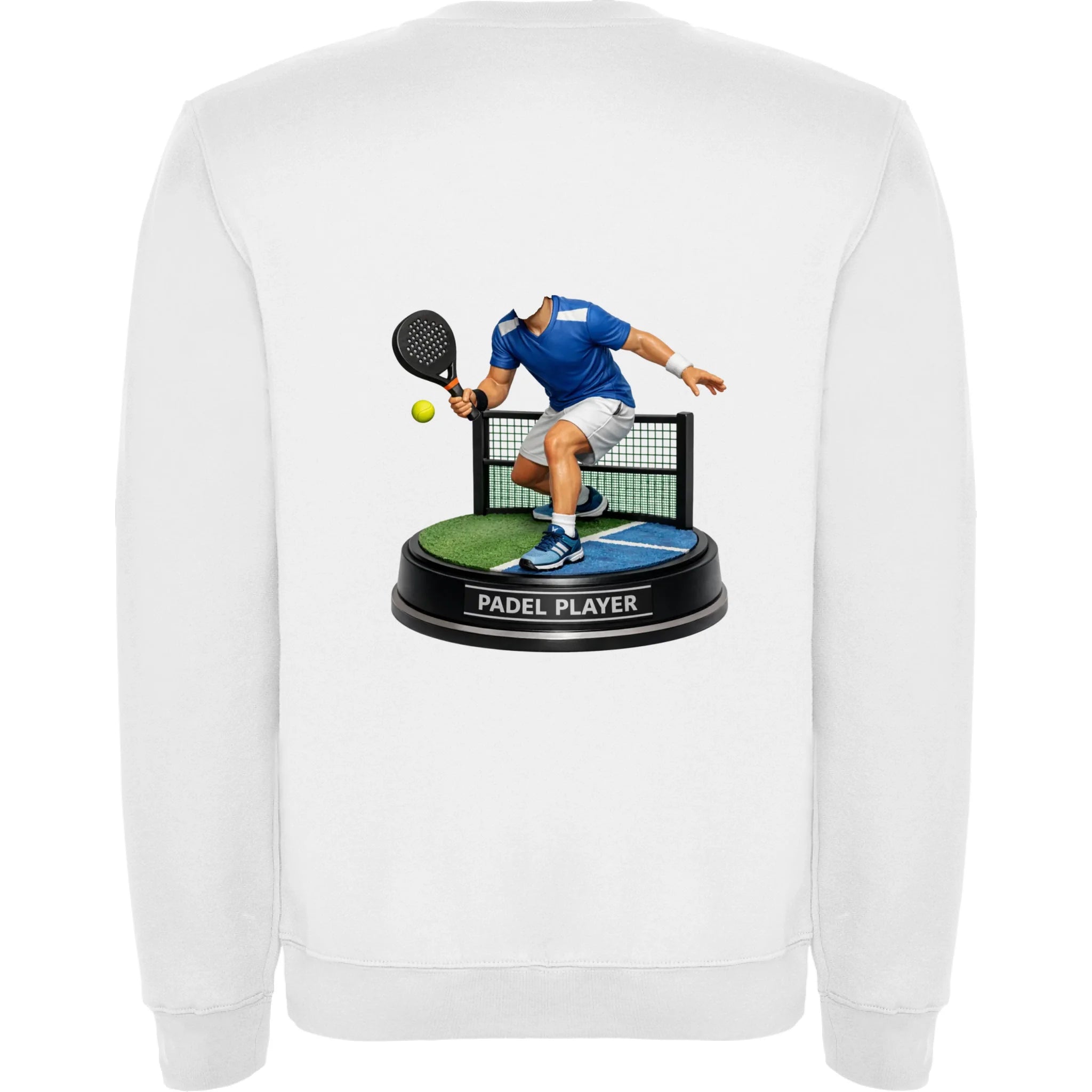 padel HLAVA pánská mikina bez kapuce potisk jen na záda unisex mikina clasica Bílá